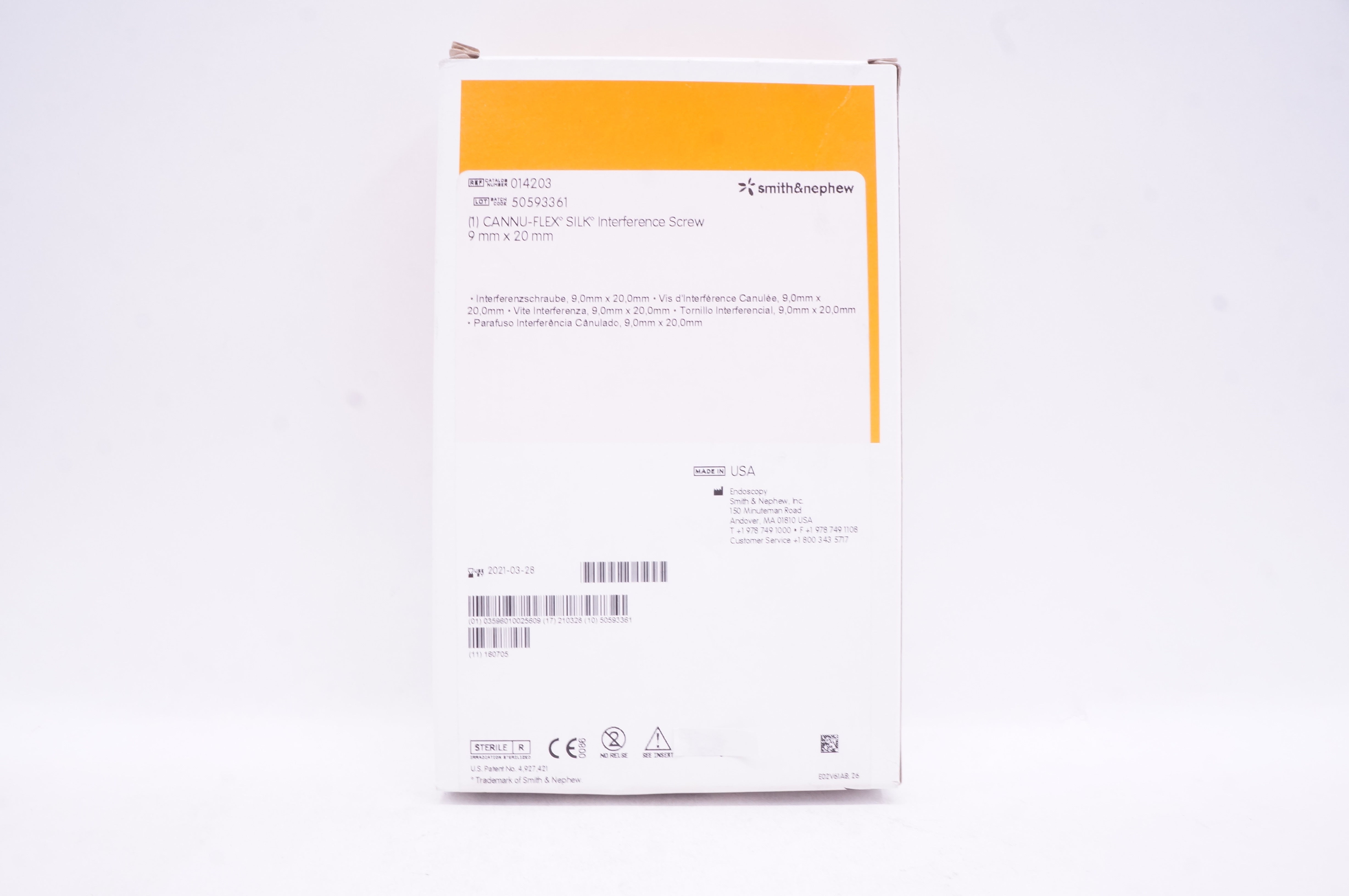 Smith&Nephew 014203 Cannu-Flex Silk Interference Screw 9mm x 20mm (x)