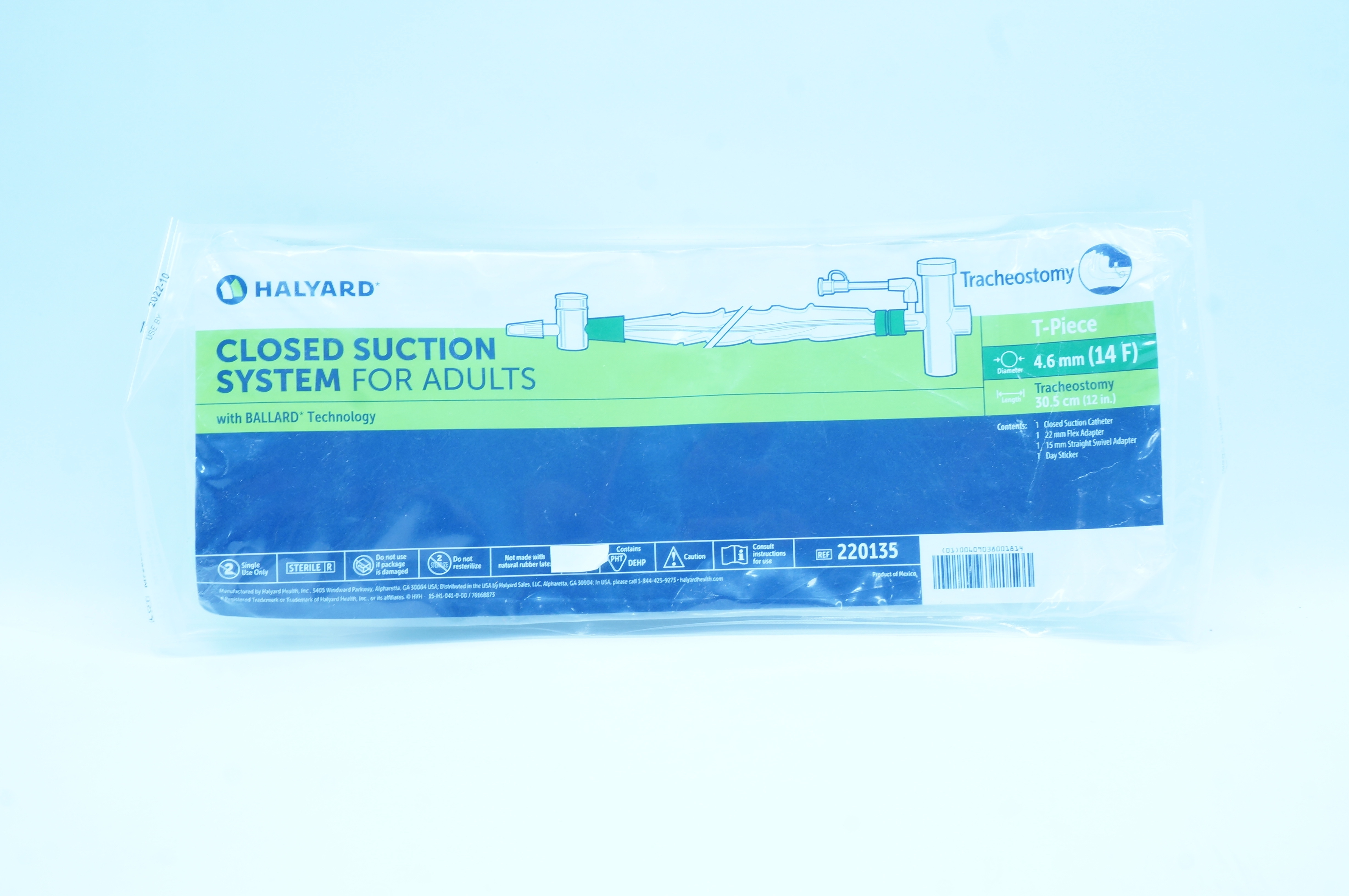 Halyard 220135 Tracheostomy Closed Suction System For Adults 14F x 12 inch