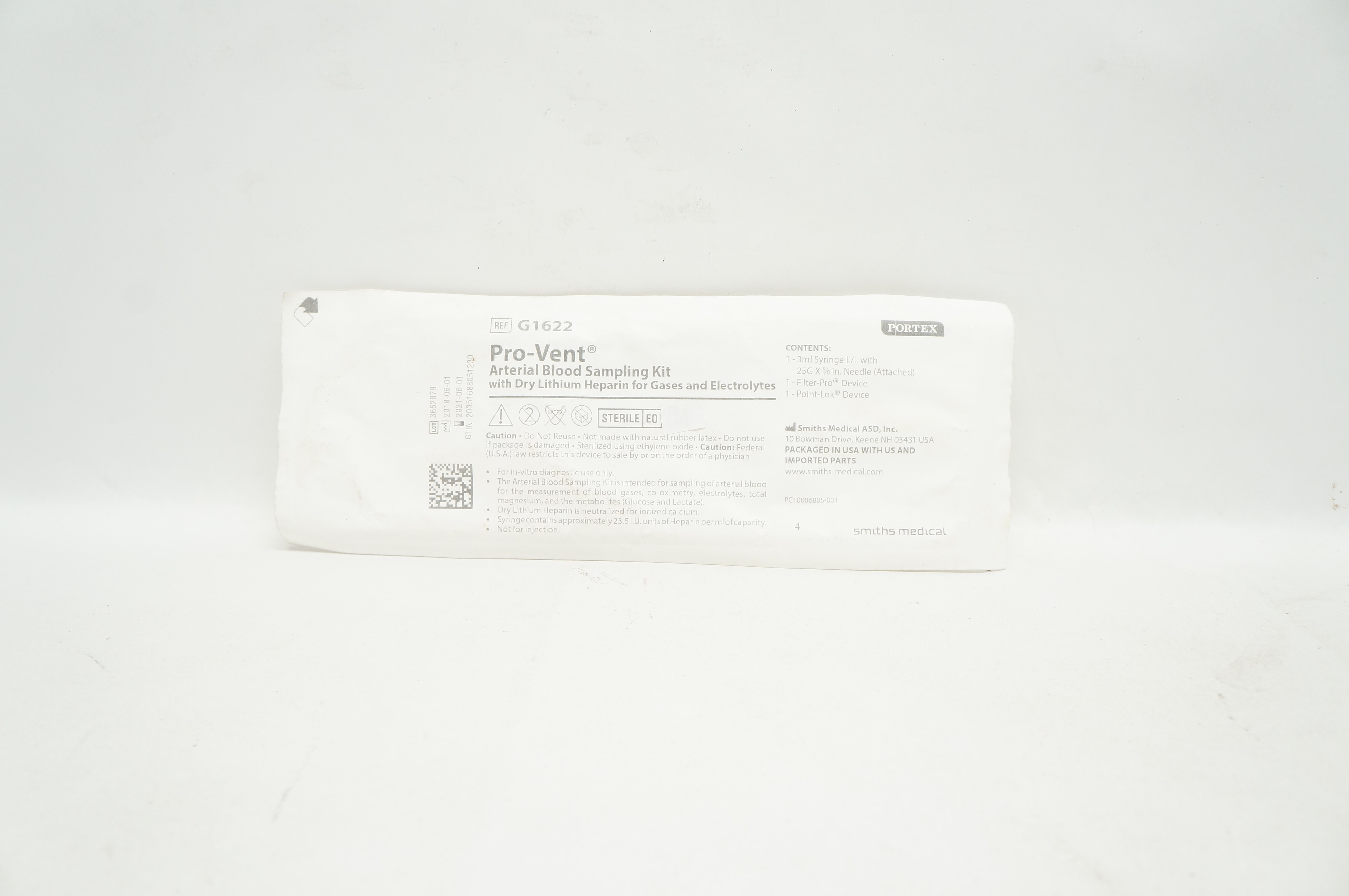 Smiths Medical G1622 Pro-Vent Arterial Blood Sampling Kit