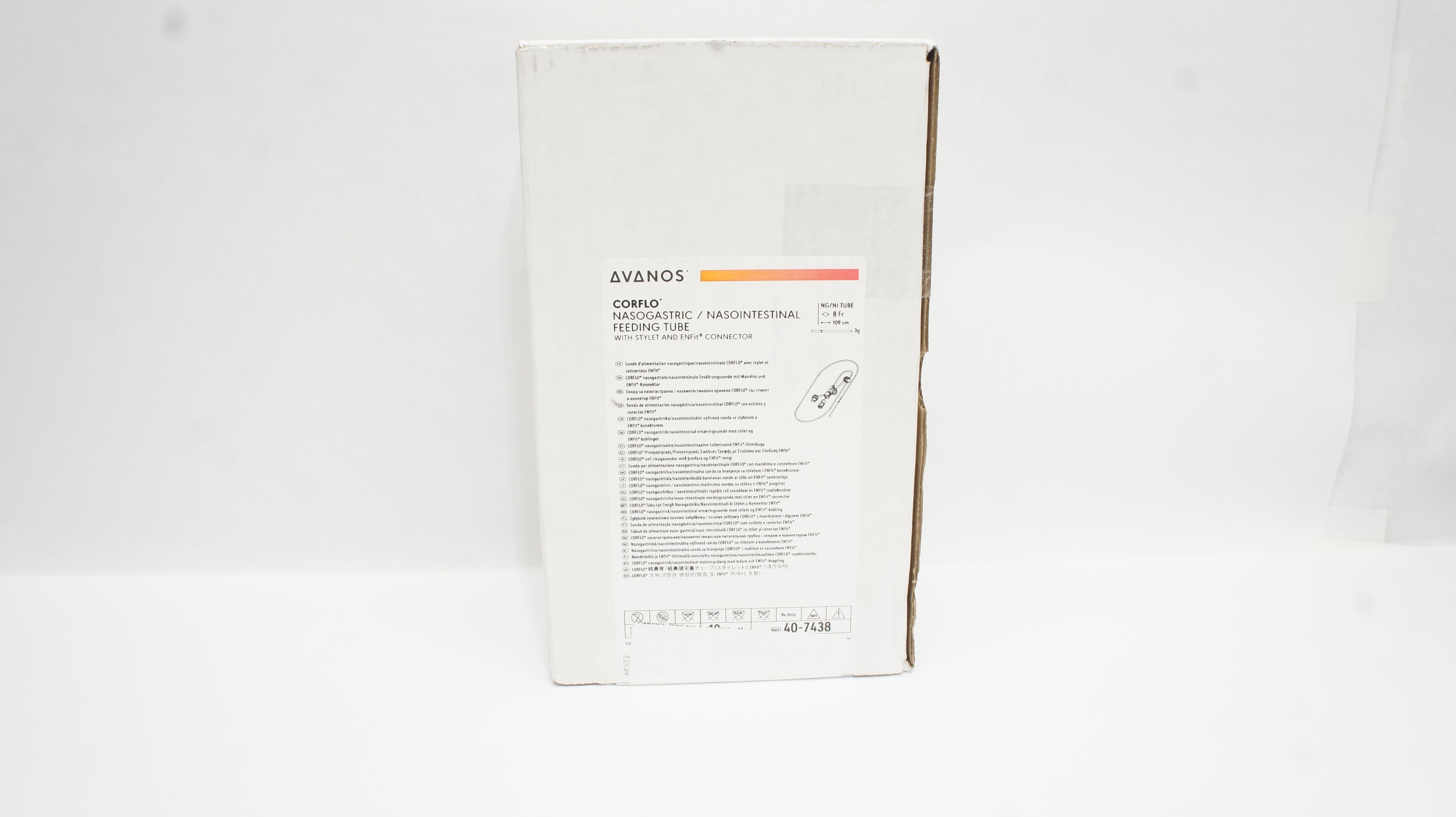 Avanos 40-7438 Nasogastric/Nasointestinal Feeding Tube 8Fr x 109cm - Box of 10