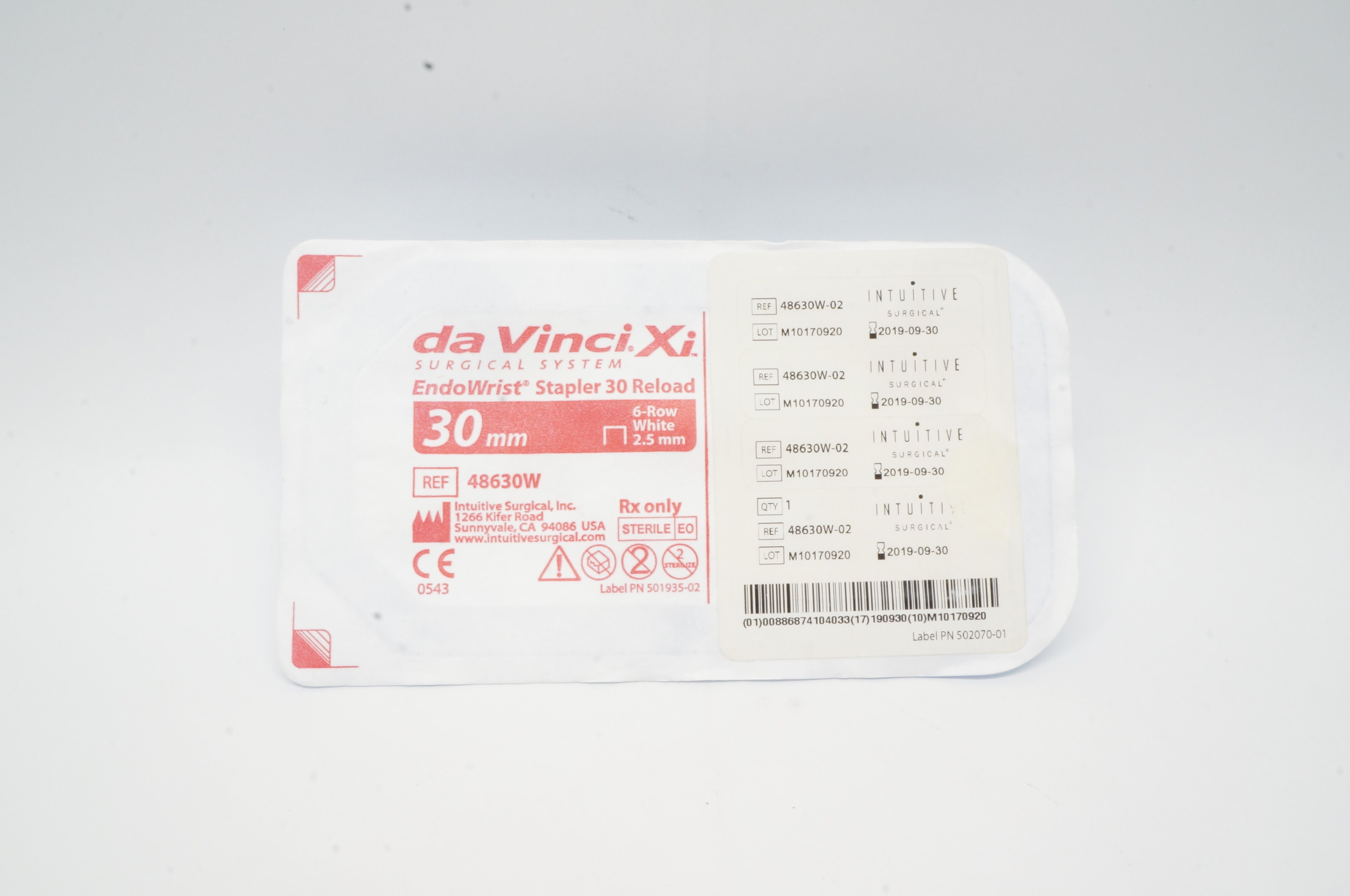 Da Vinci Xi 48630W  EndoWrist Stapler 30 Reload 6-Row, White, 30mm (x)