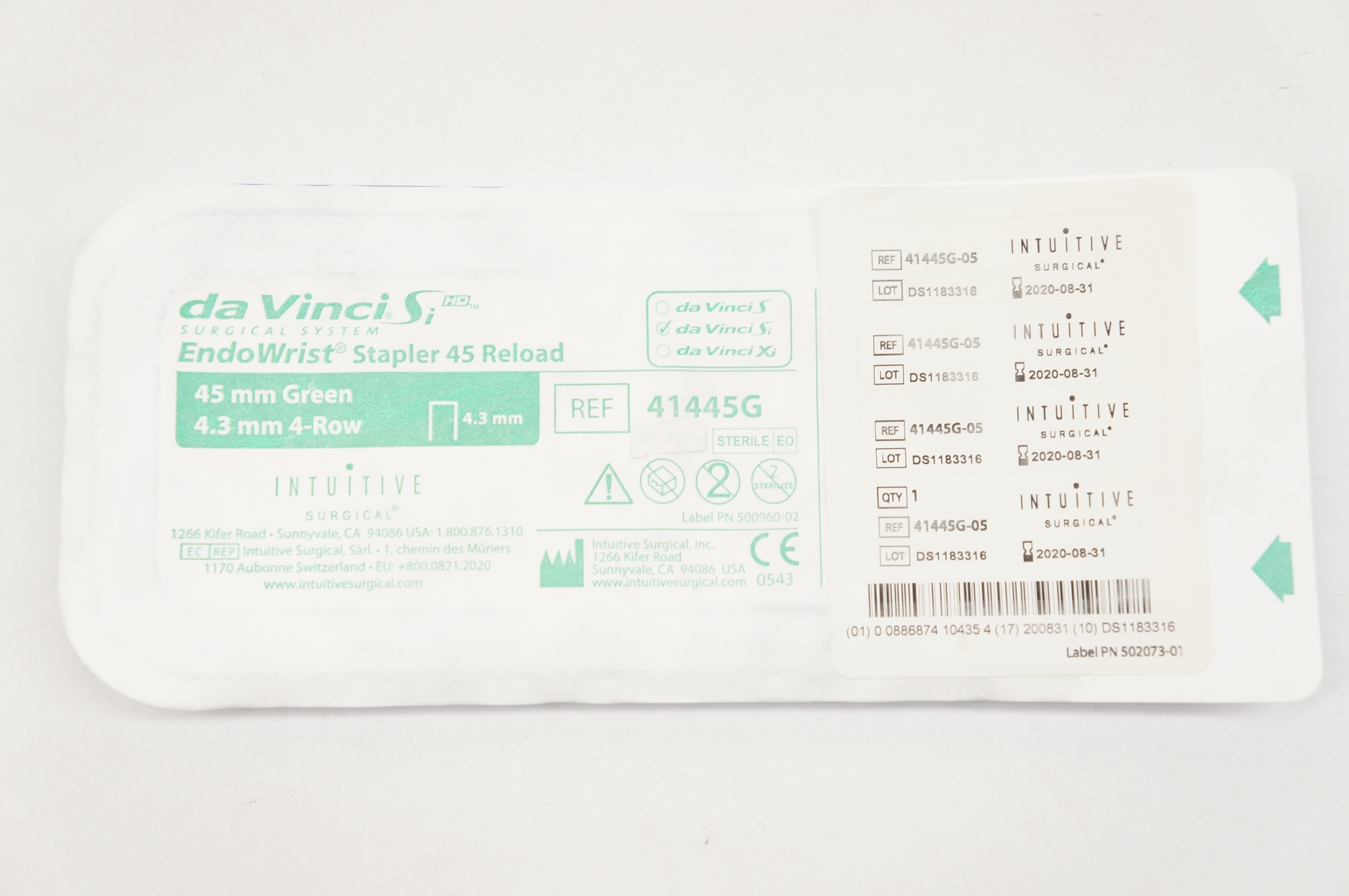 Intuitive 41445G Da Vinci Si EndoWrist Stapler 45 Reload, 45mm, 4.3mm 4-Row (x)