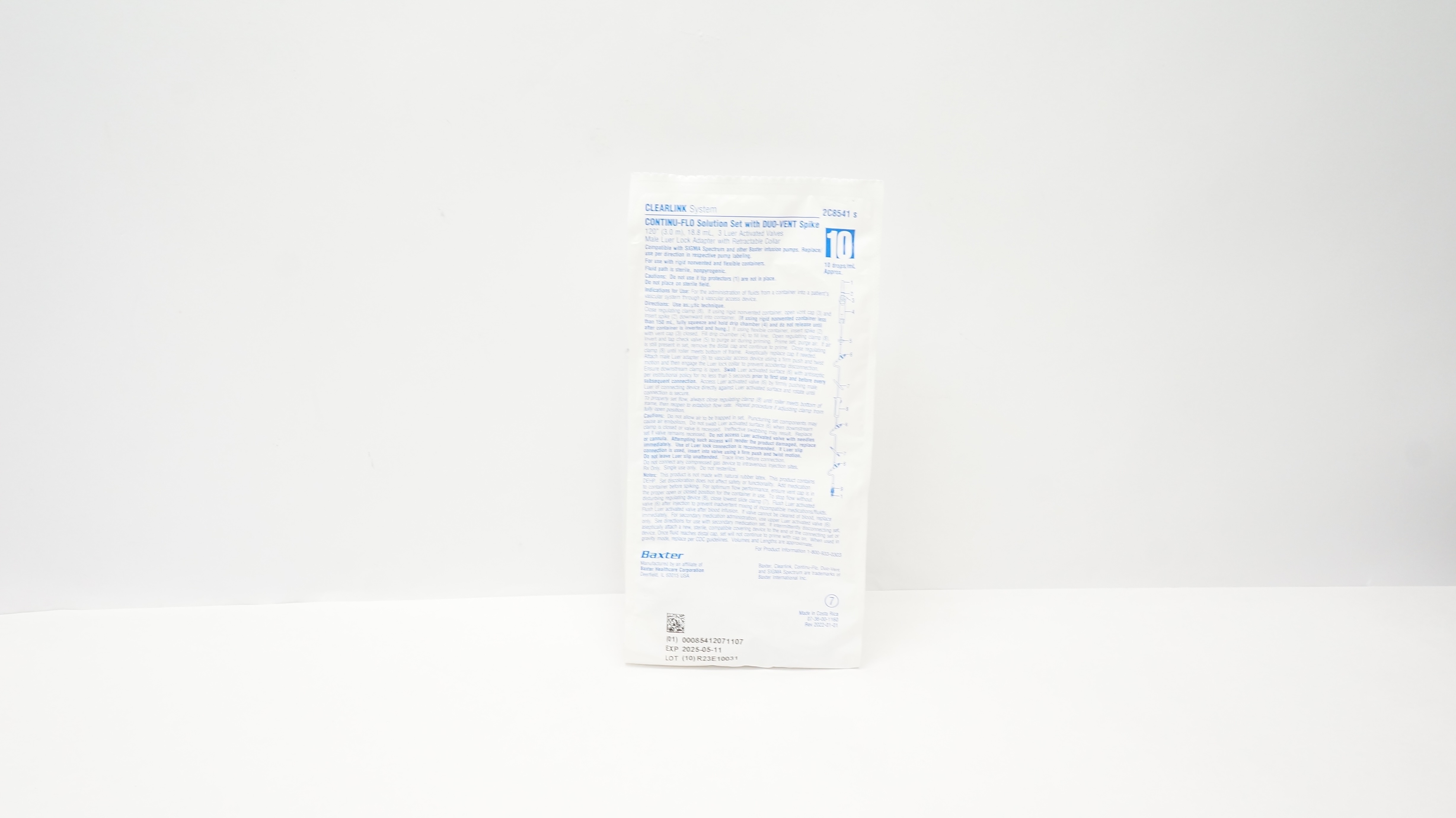 Baxter 2C8541 s Clearlink Continu-Flo Solution Set 120inch x 18.8mL 10 Drops/ml