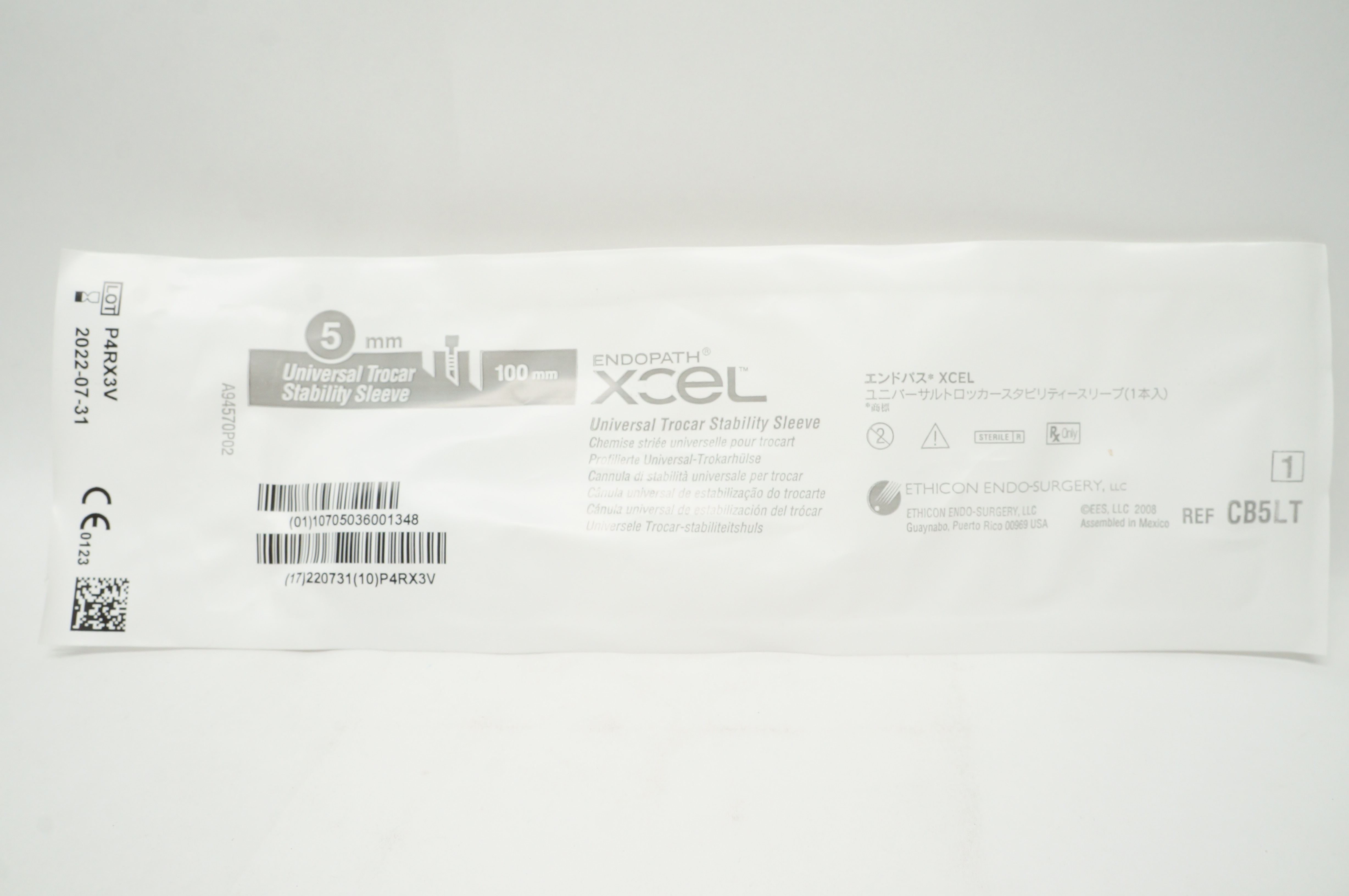 Ethicon CB5LT Xcel Trocar Sleeve W/ Stability Sleeve 5mm x 100mm