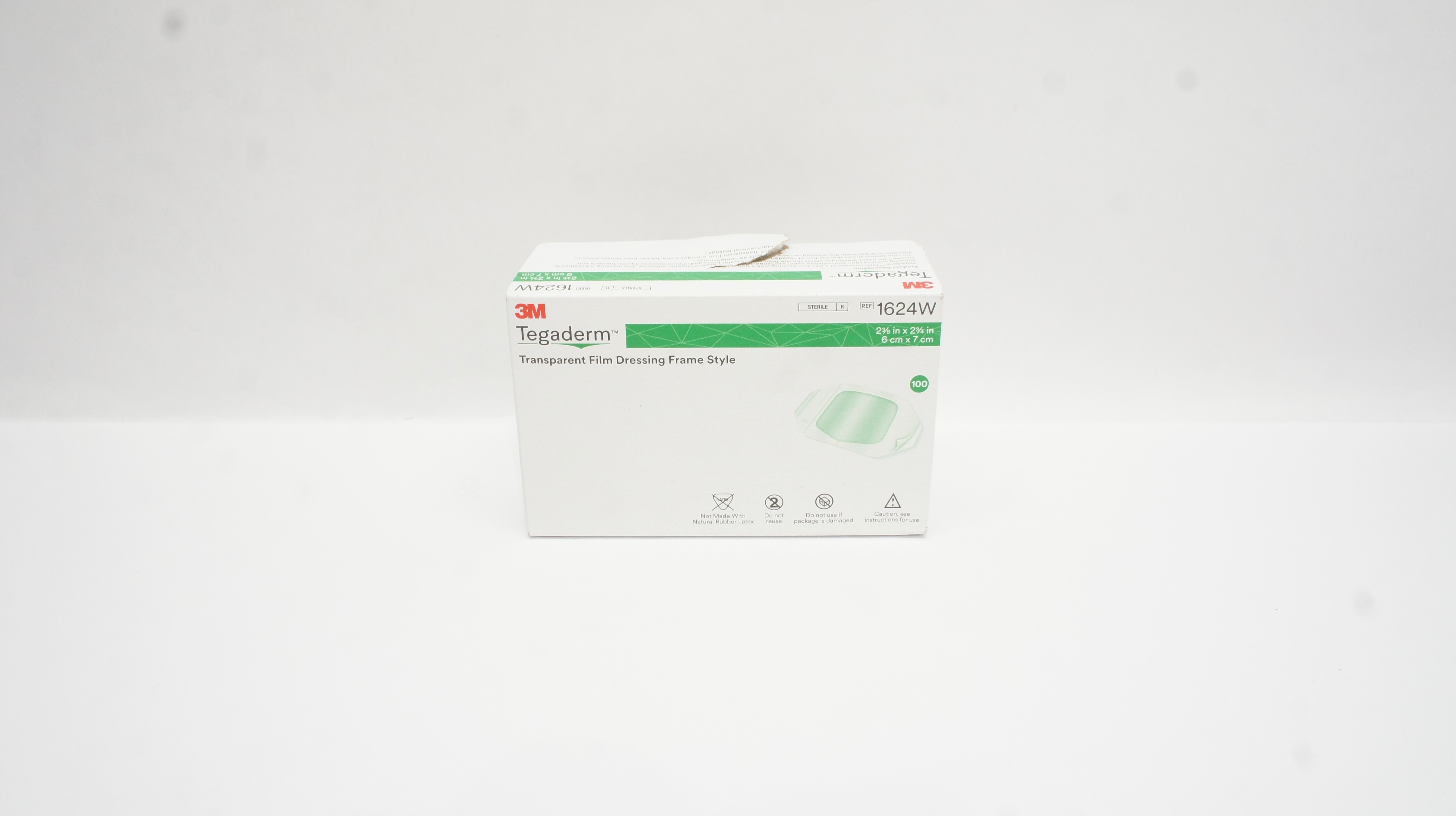 3M 1624W Tegaderm Transparent Film Dressing 2 3/8 x 2 3/4 inch - Box of 100