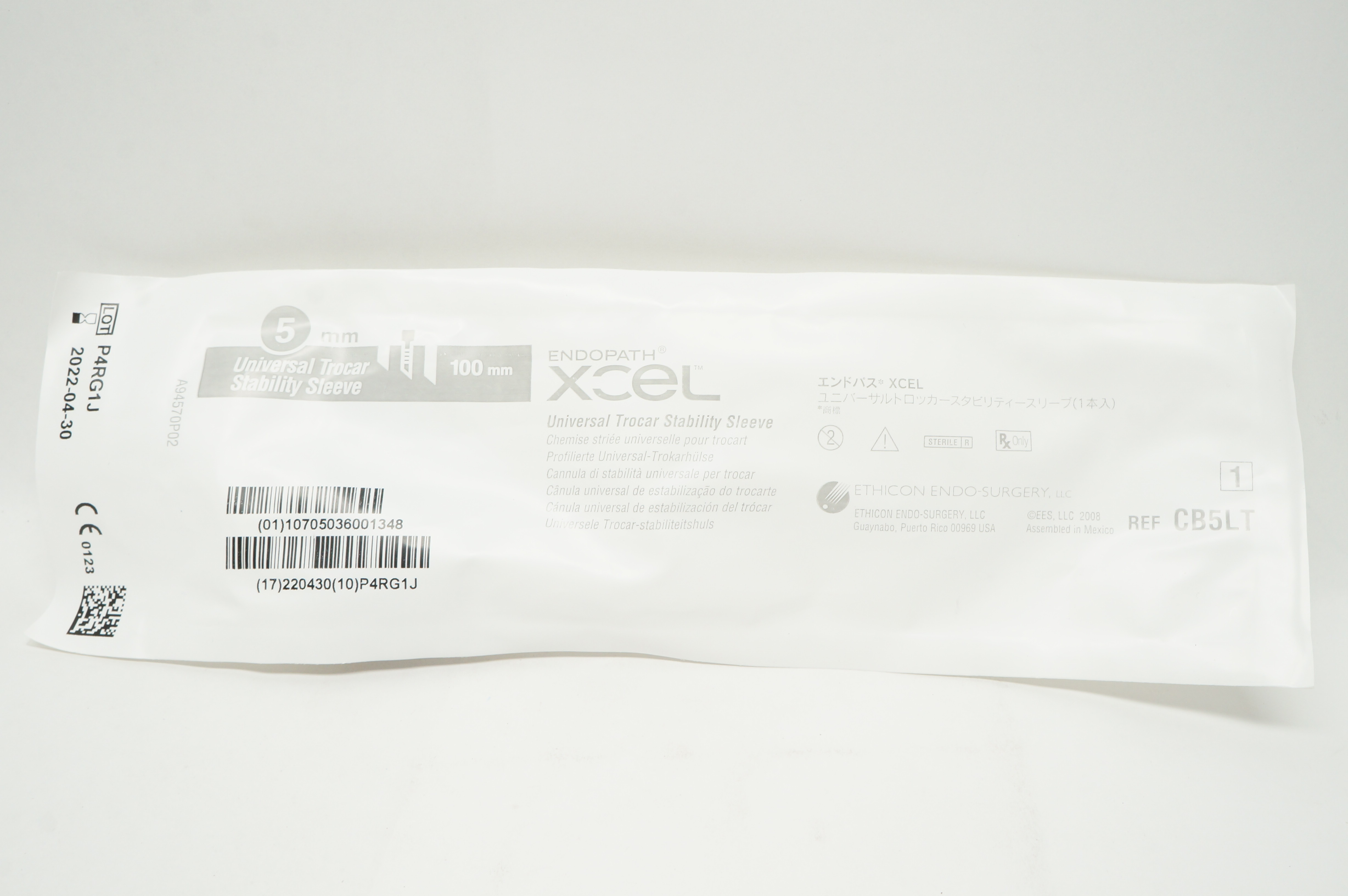 Ethicon CB5LT Xcel Trocar Sleeve W/ Stability Sleeve 5mm x 100mm