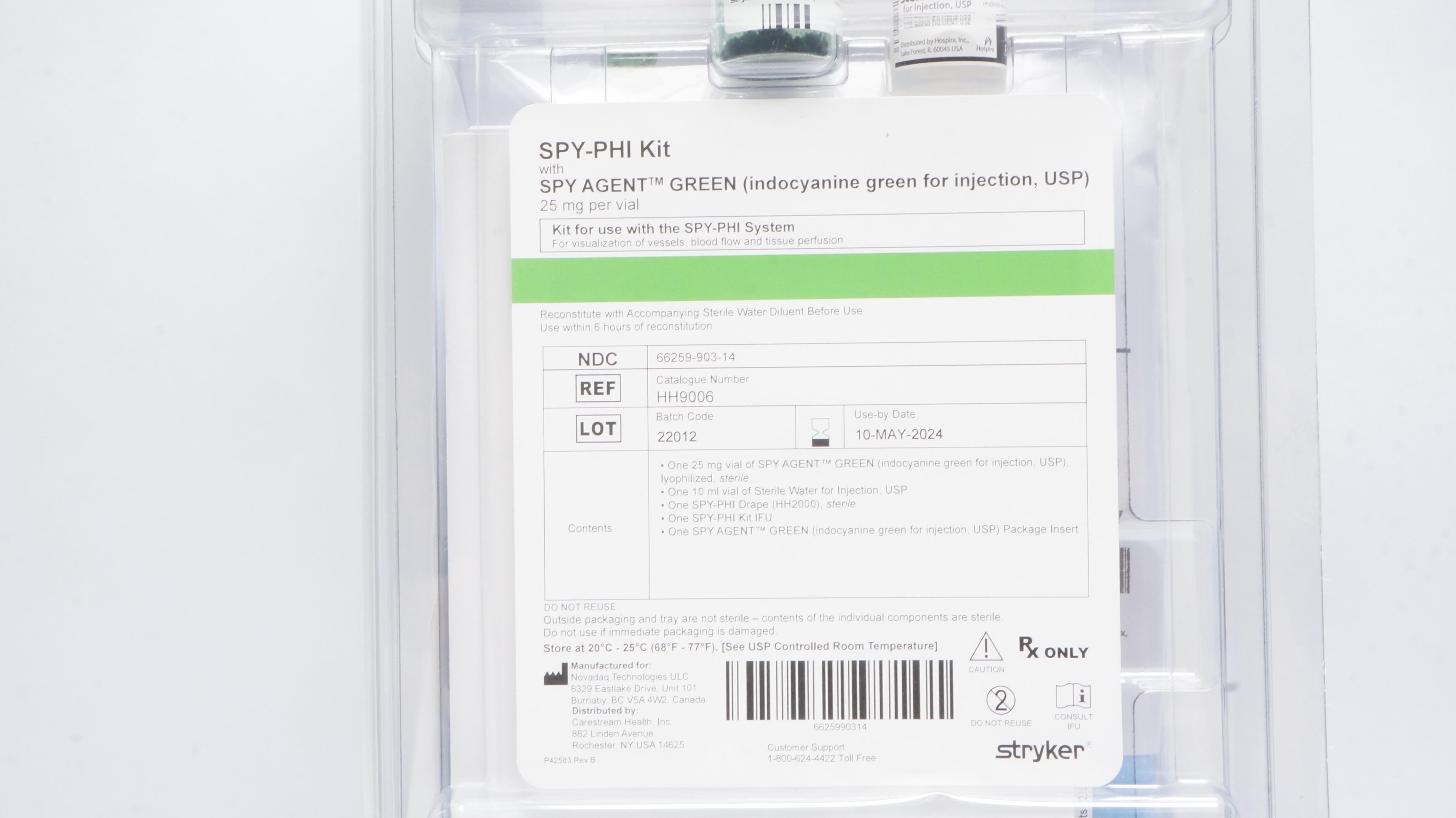 Stryker HH9006 SPY-PHI Kit With SPY Agent Green Indocyanine For Injection (x)