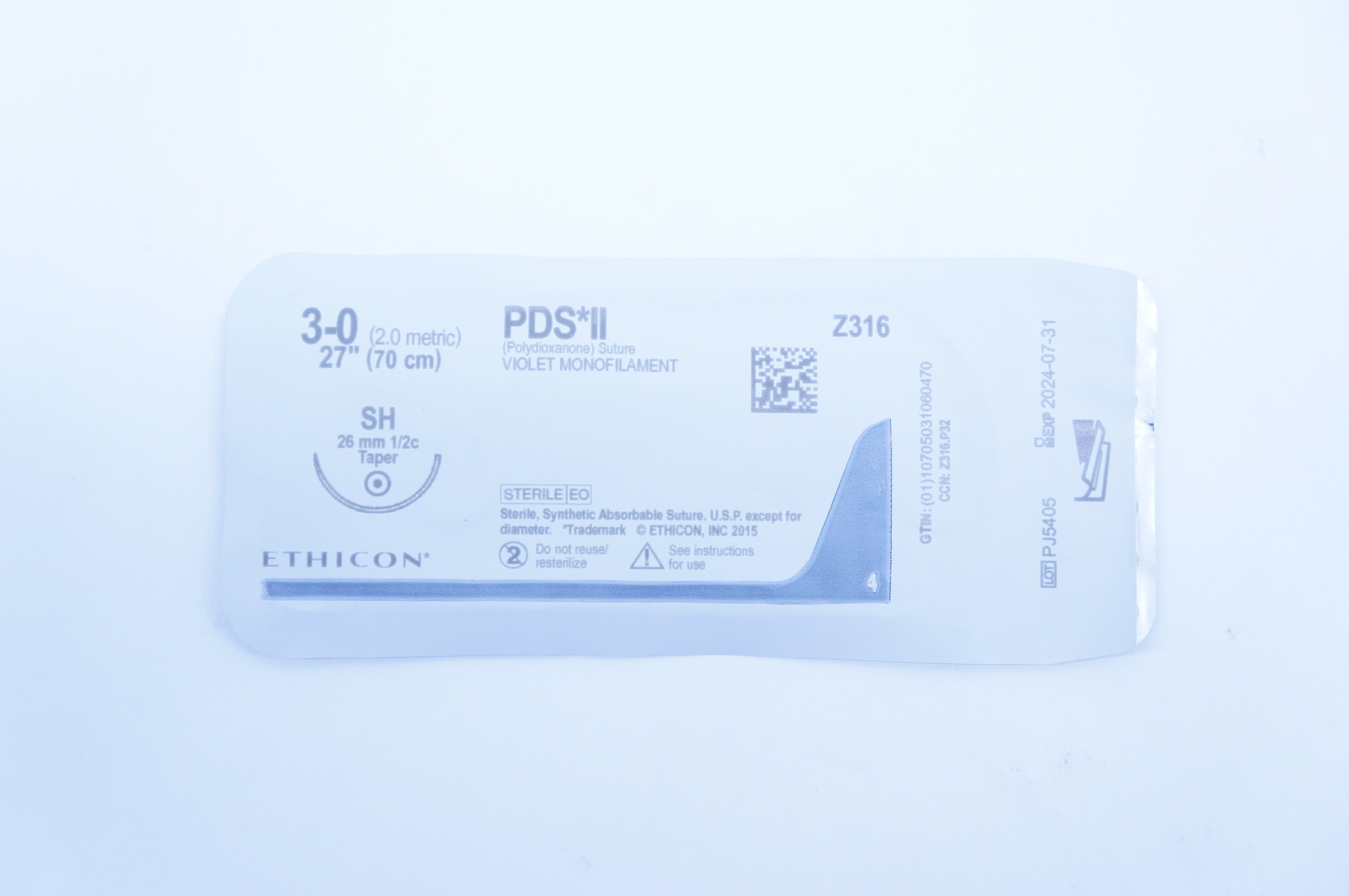 Ethicon Z316 3-0 PDS II, SH, 26mm 1/2c Taper, 27inch