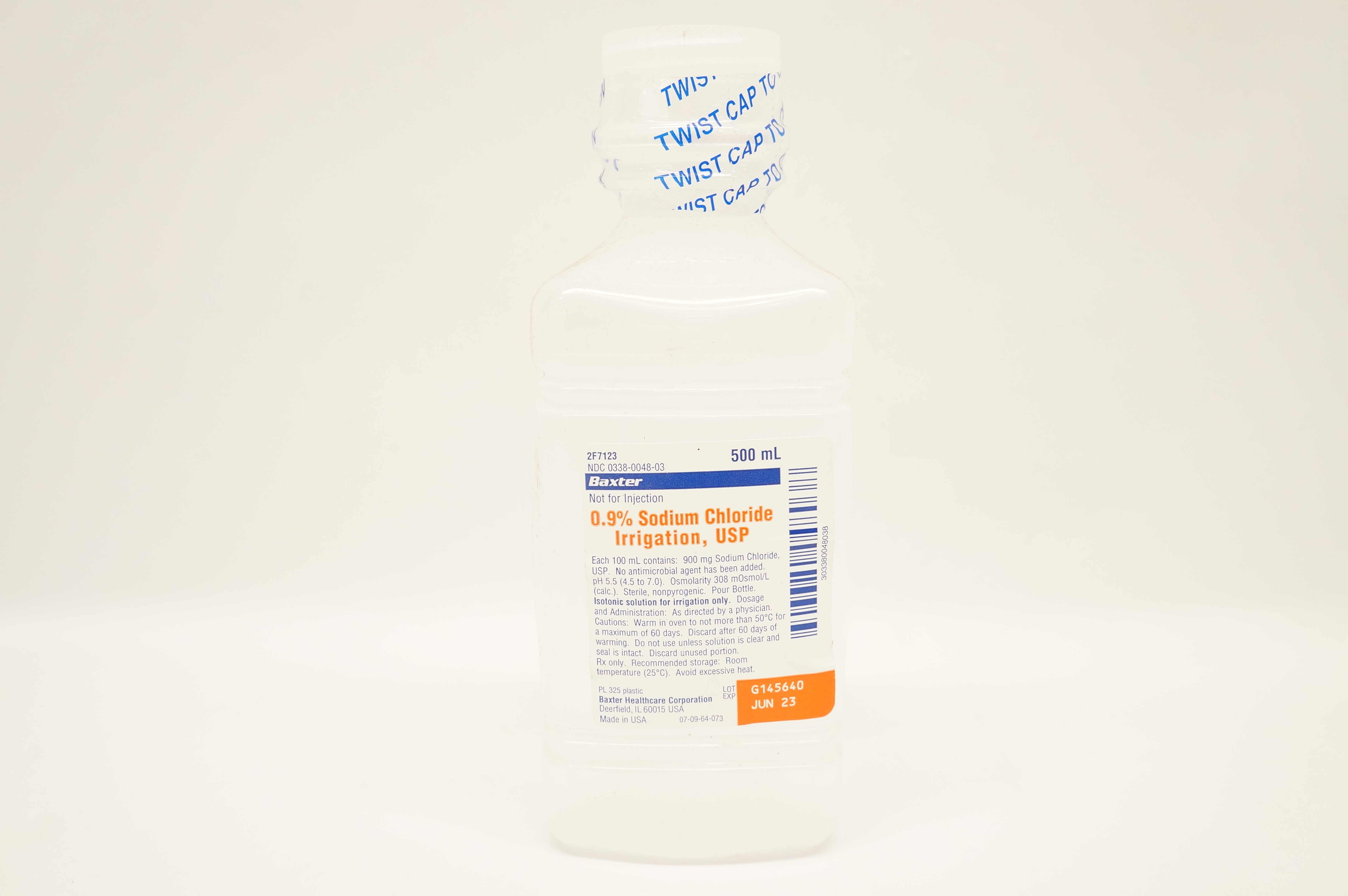 Baxter Healthcare 2F7123 0.9% Sodium Chloride Irrigation USP 500ml