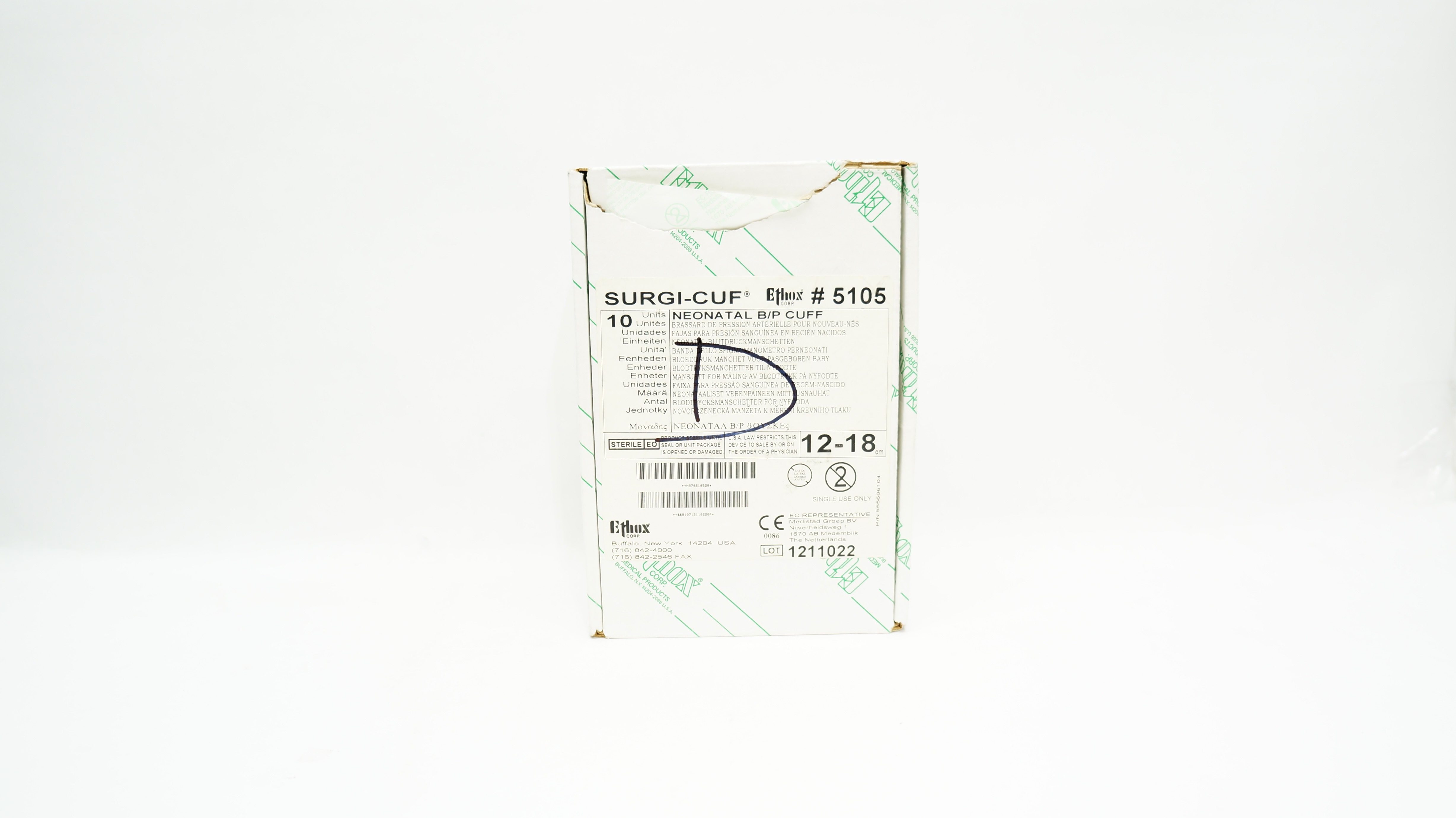 Ethox 5105 Surgi-Cuf Neonatal B/P Cuff 12-18cm - Box of 4