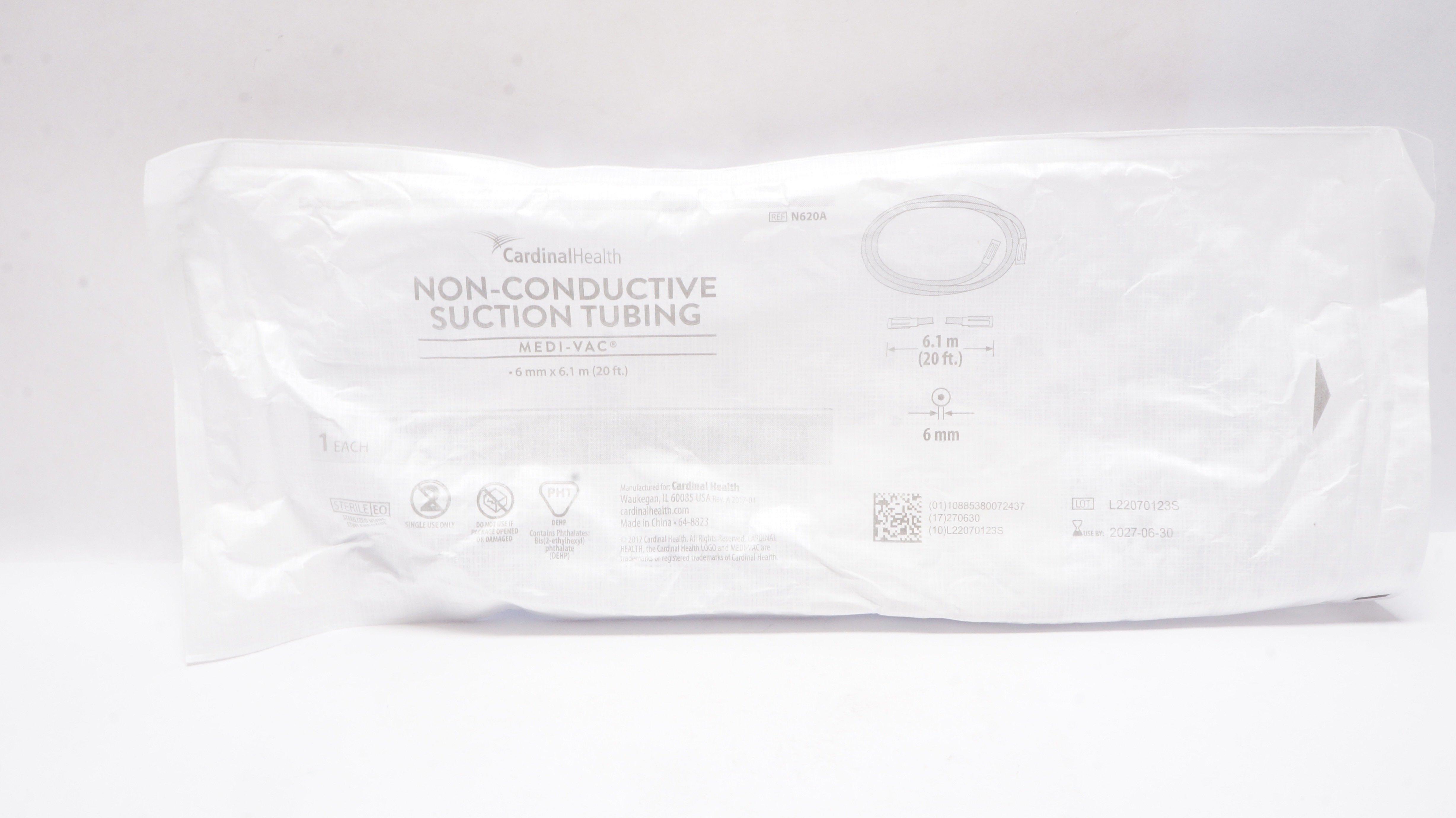 Cardinal Health N620A Non-Conductive Suction Tubing 20ft