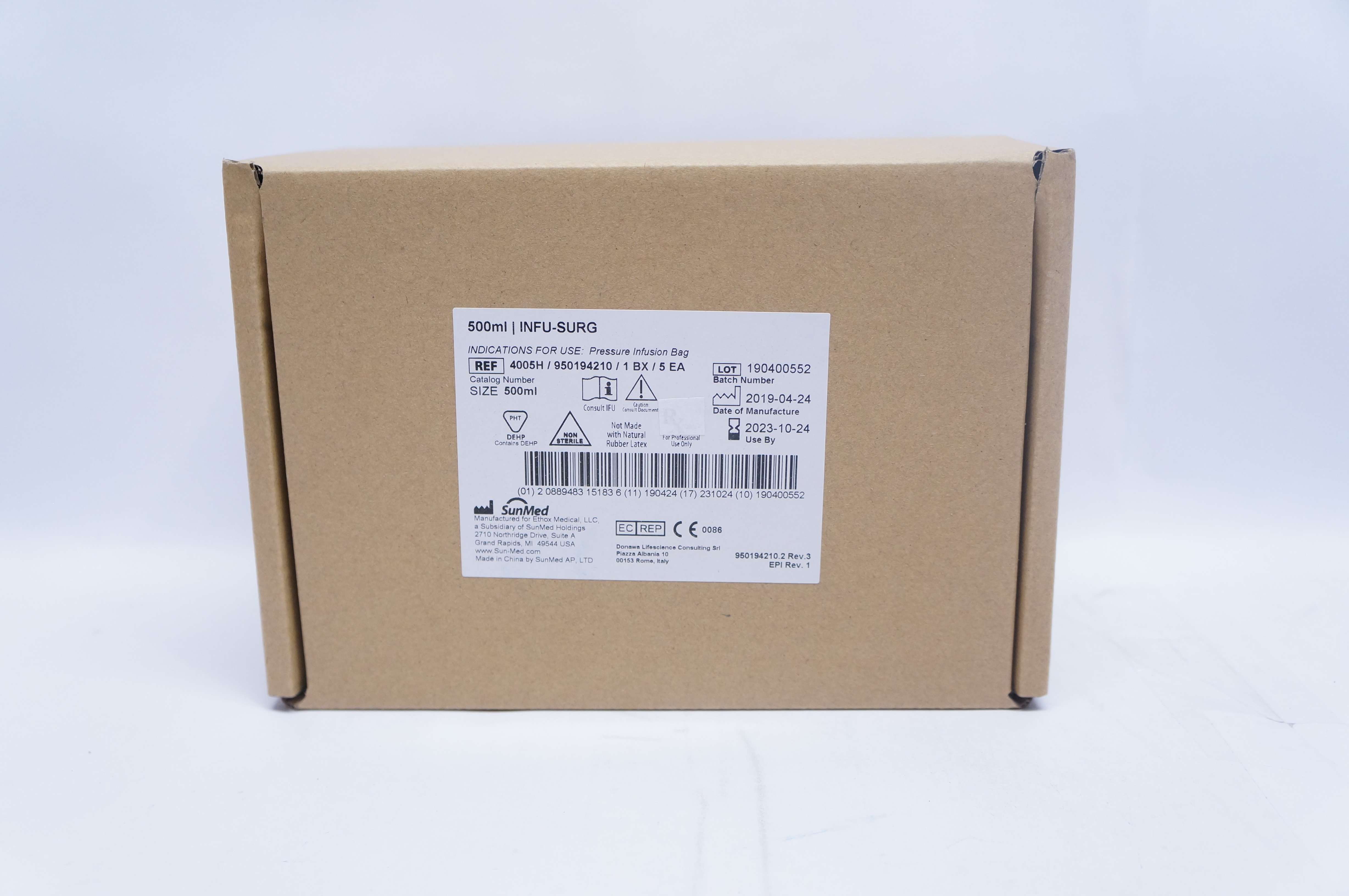 SunMed 4005H Pressure Infusion Bag 500ml - Box of 5