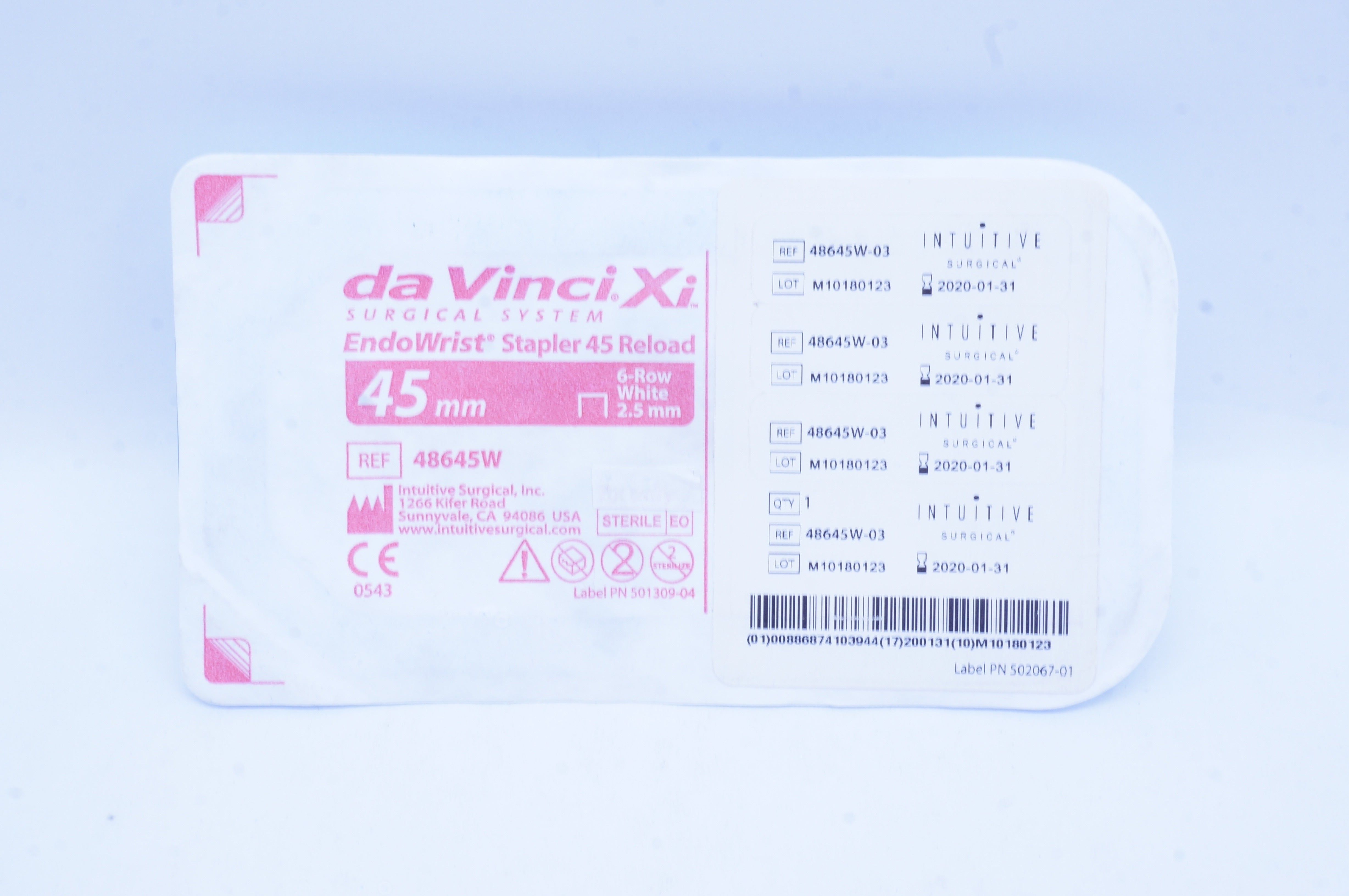Intuitive 48645W da Vinci Xi EndoWrist Stapler Reload, 6-Row White 45 x 2.5mm(x)