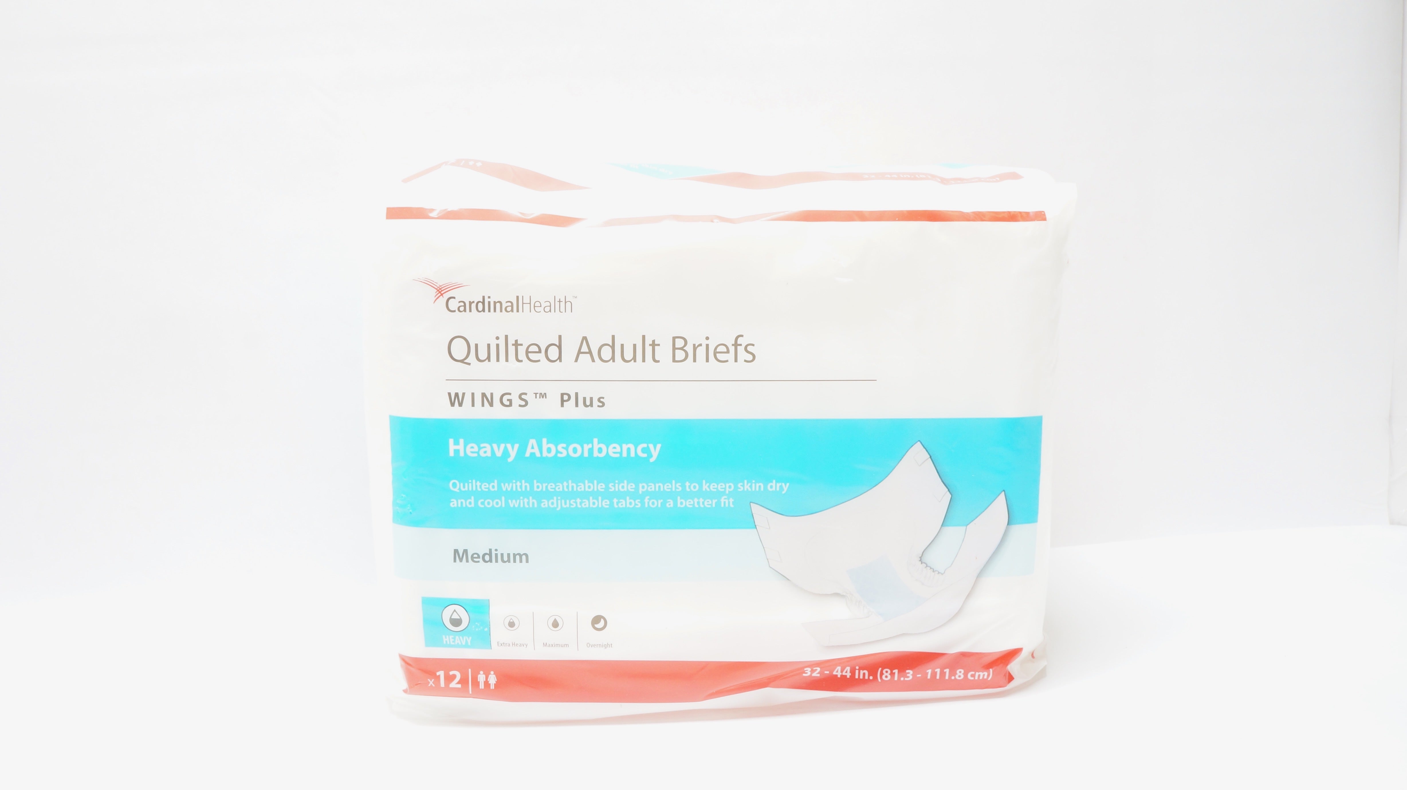 Cardinal Health 66033 Quilted Adult Briefs Wings Plus 32-44inch - Pack of 12