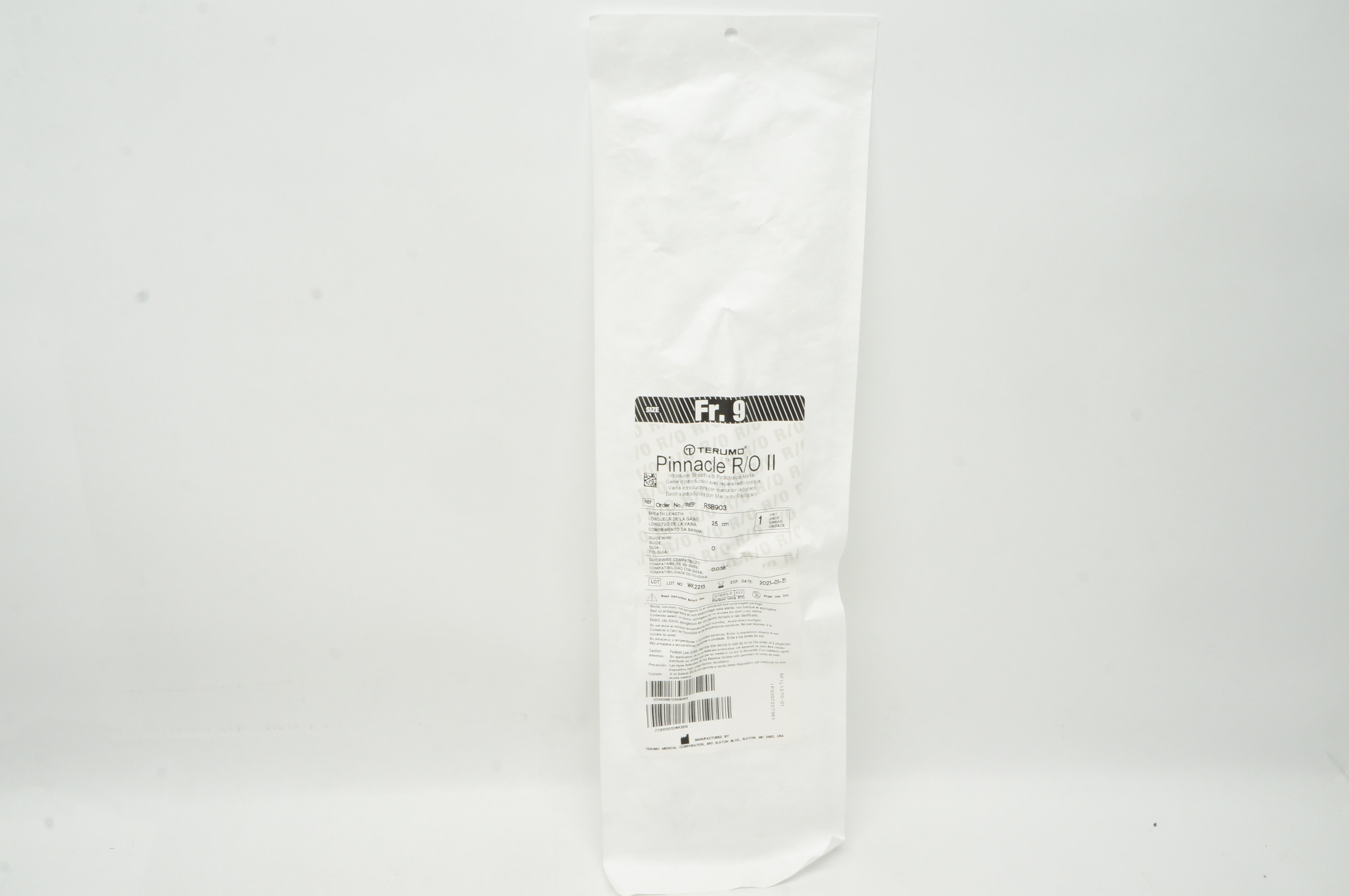 Terumo RSB903 Pinnacle R/O II Introducer Sheath 9 Fr x 25 cm x 0.038 inch (x)