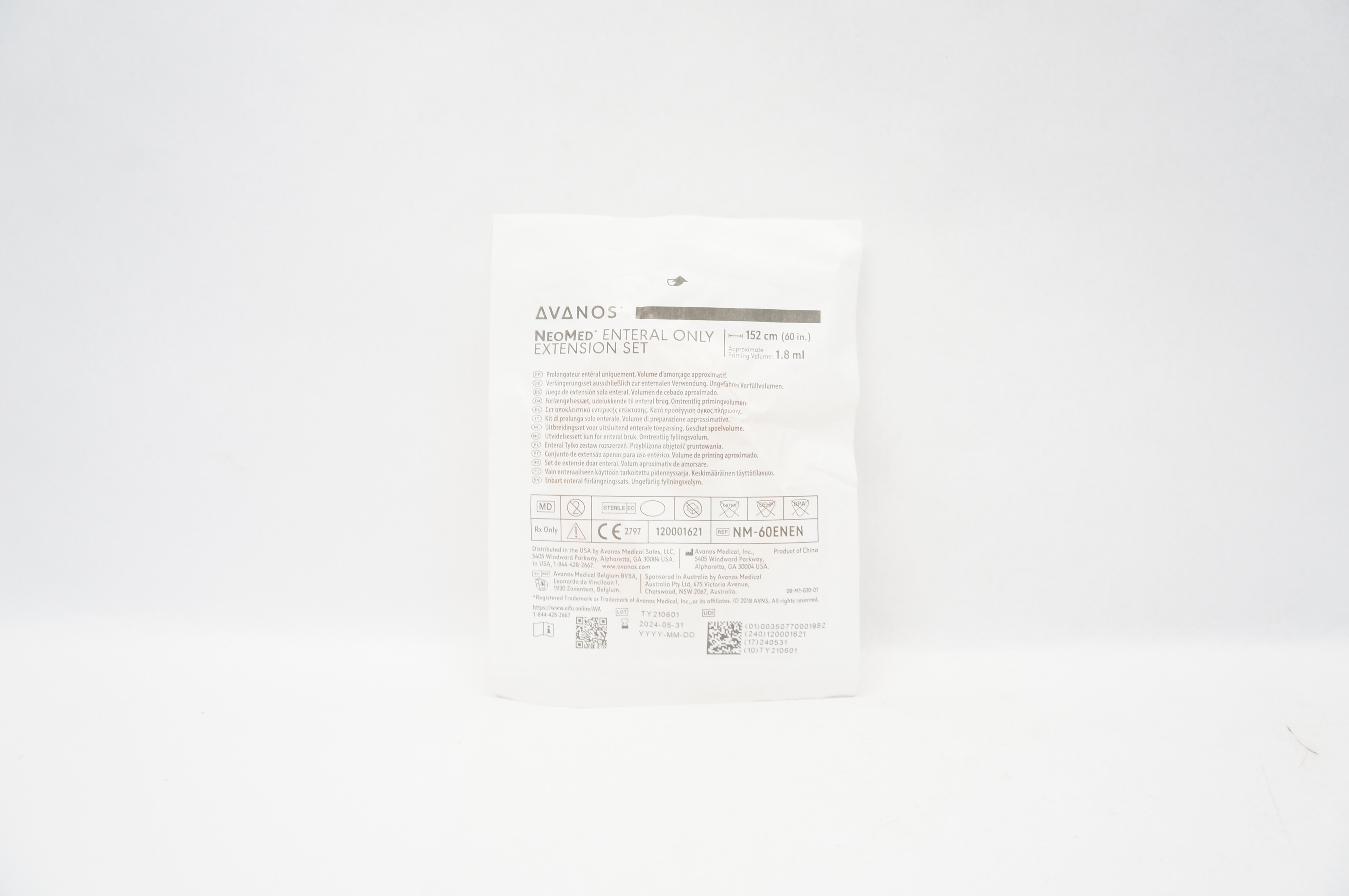 Avanos NM-60ENEN NeoMed Enteral Extension Set 60inch x 1.8mL Approx. Prim.Volume