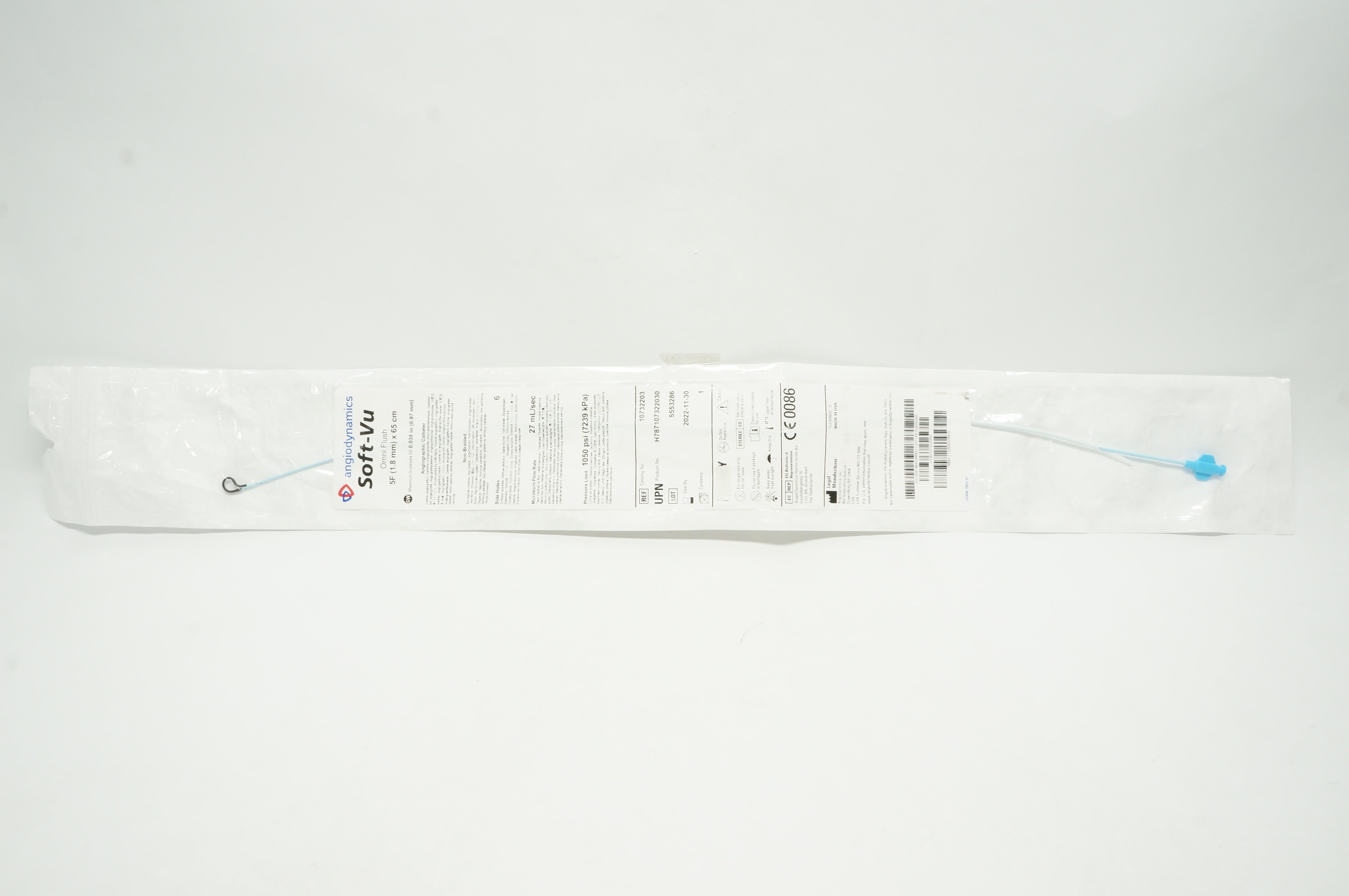 Angiodynamics 10732203 Soft-Vu Omni Flush Angiographic Cath. 5F x 65cm