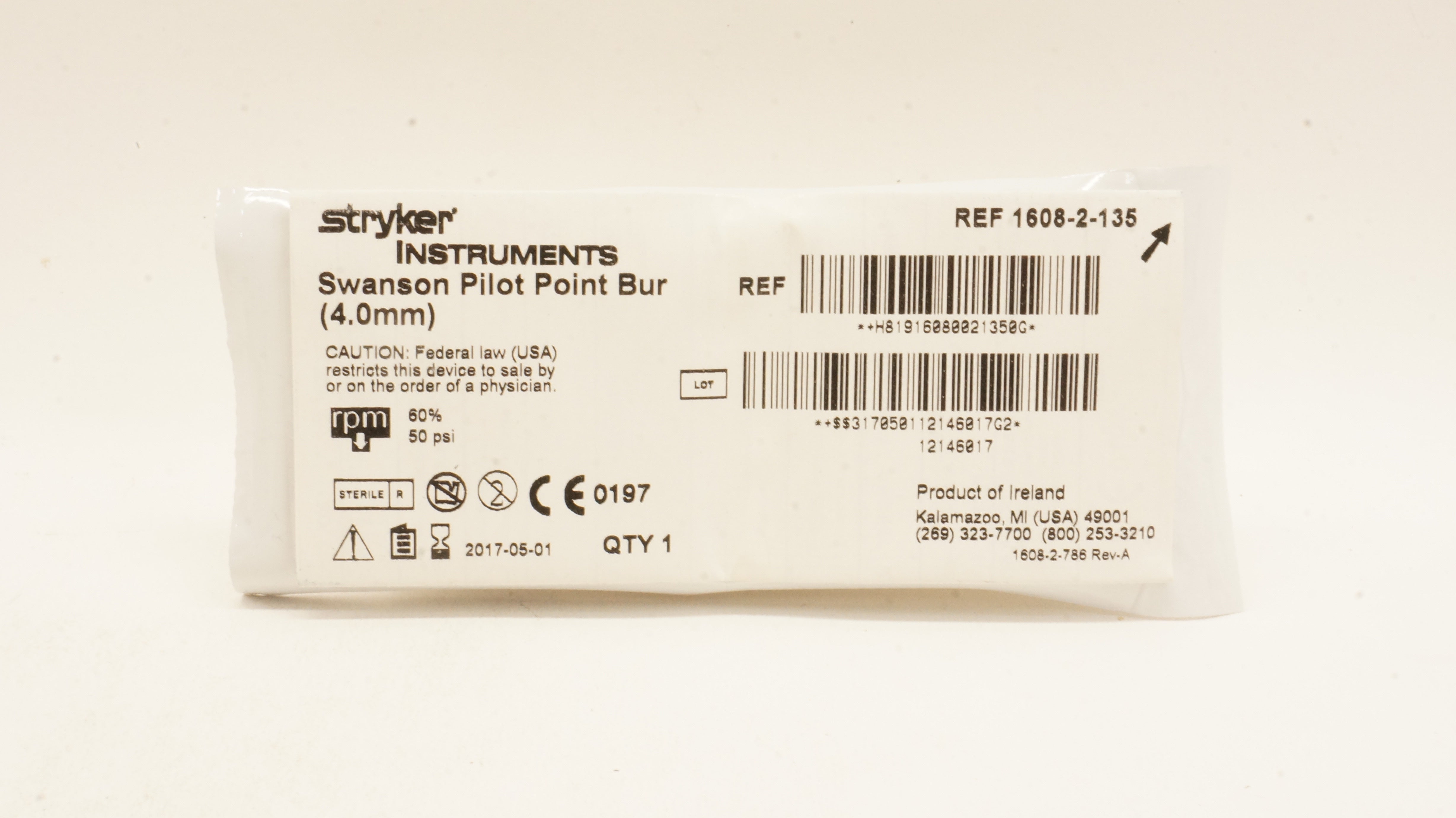 Stryker 1608-2-135 Swanson Pilo Point Bur 4.0mm (x)