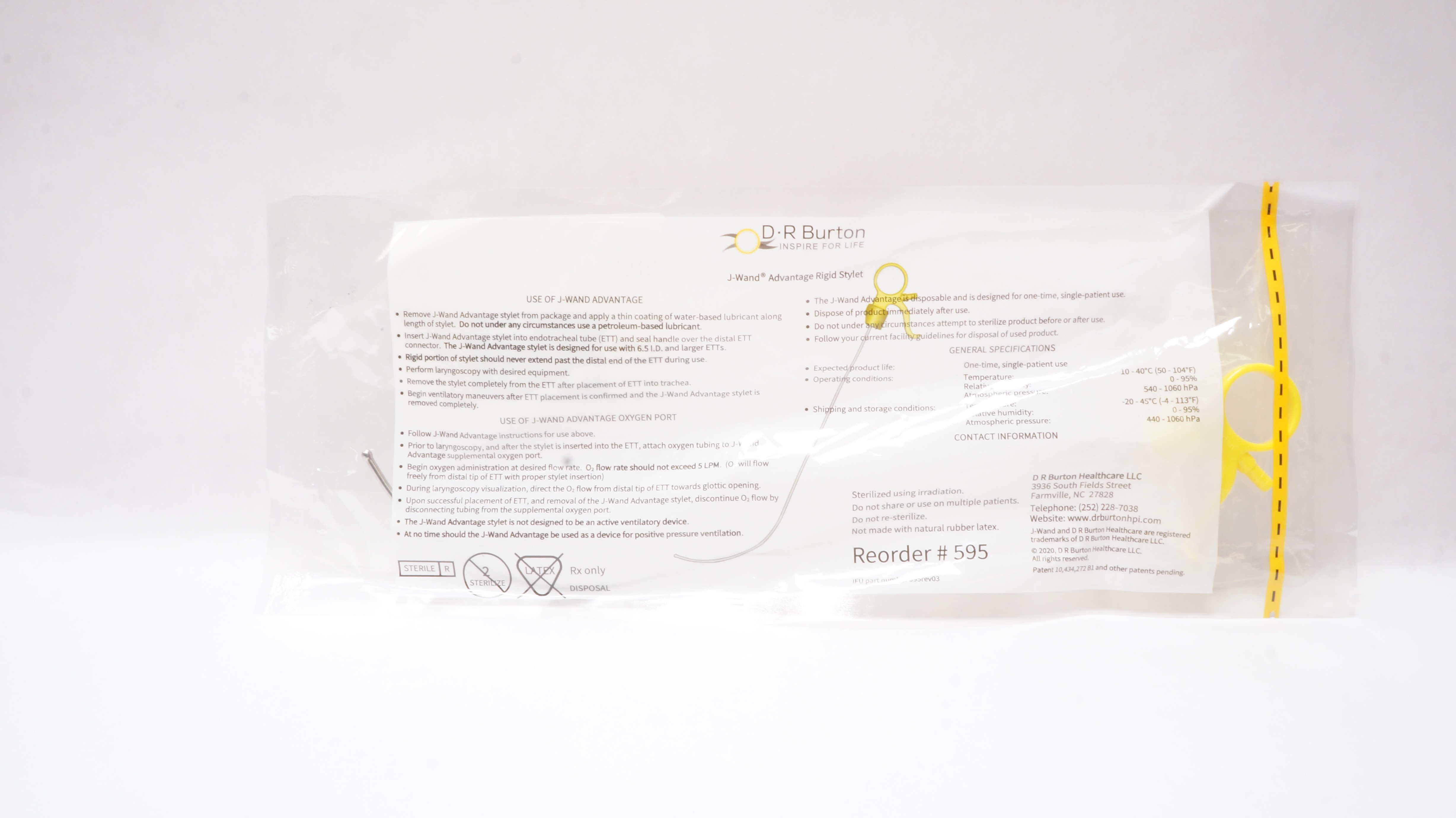 D R Burton Healthcare 595 J-Wand Advantage Rigid Stylet