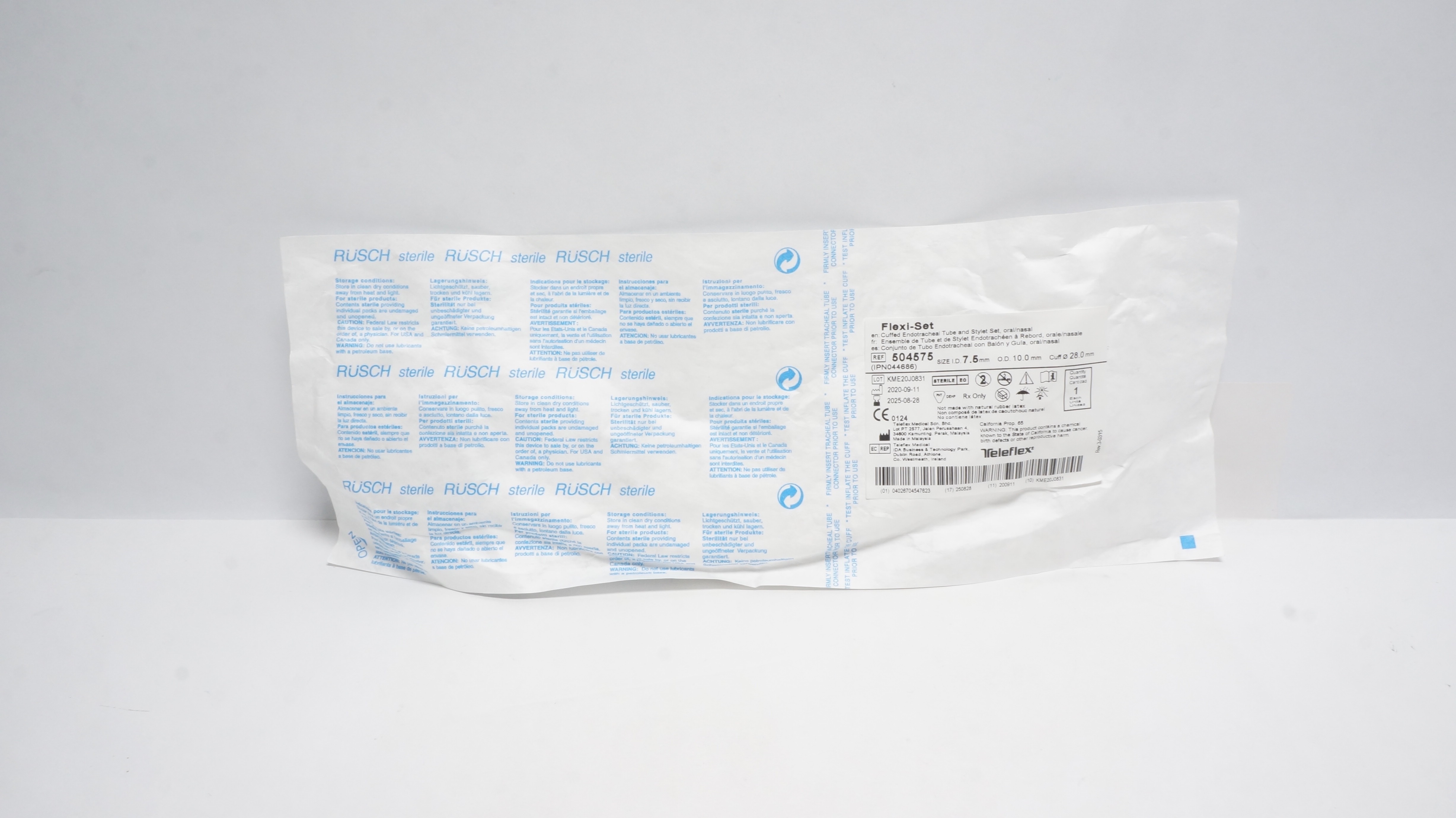 Teleflex 504575 Flexi-Set Endotracheal Tube & Stylet Set 7.5  x 10.0 x 28.0mm(x)