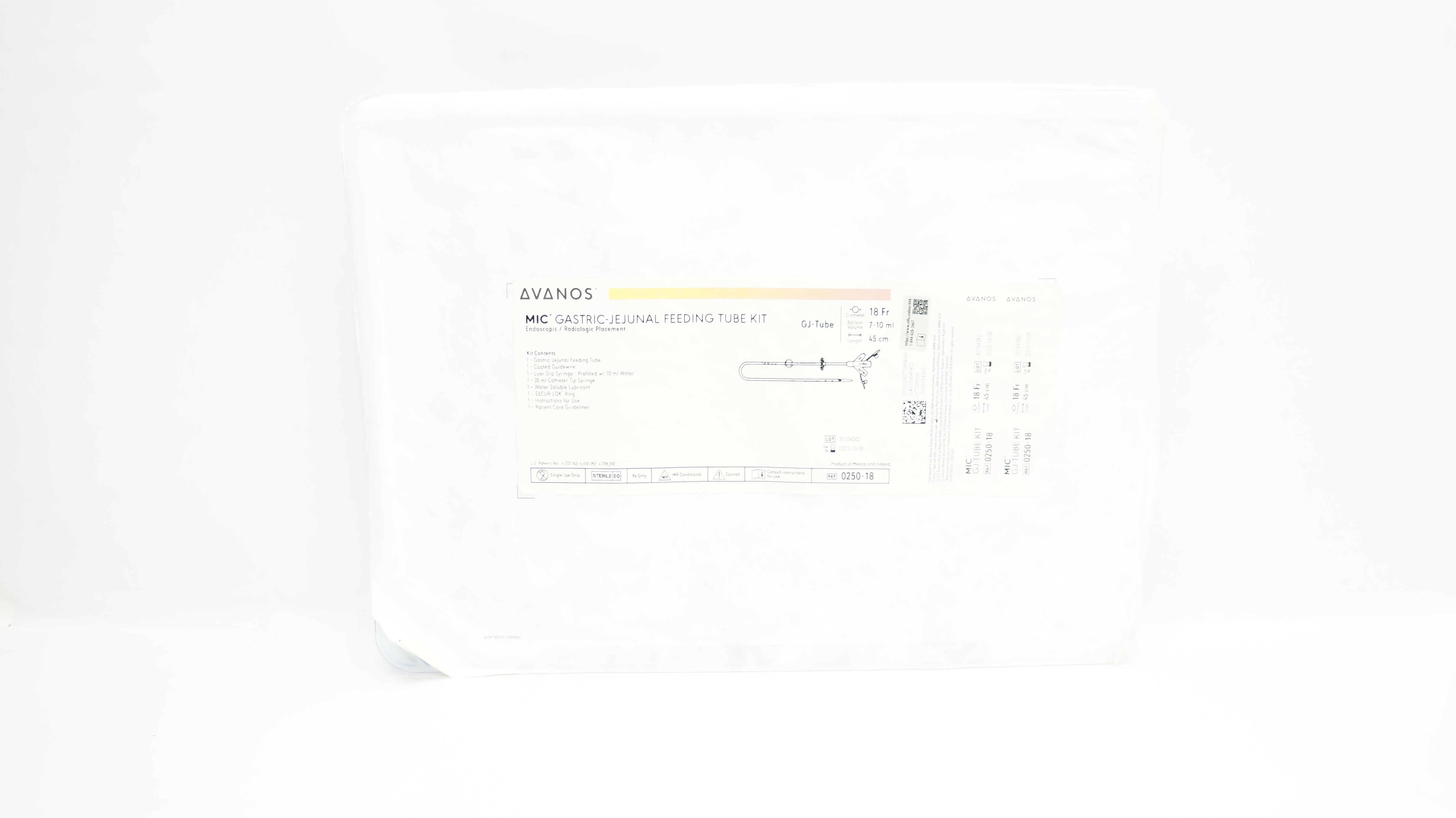 Avanos Medical 0250-18 MIC Gastric-Jejunal Feeding Tube Kit 18Fr x 7-10mL