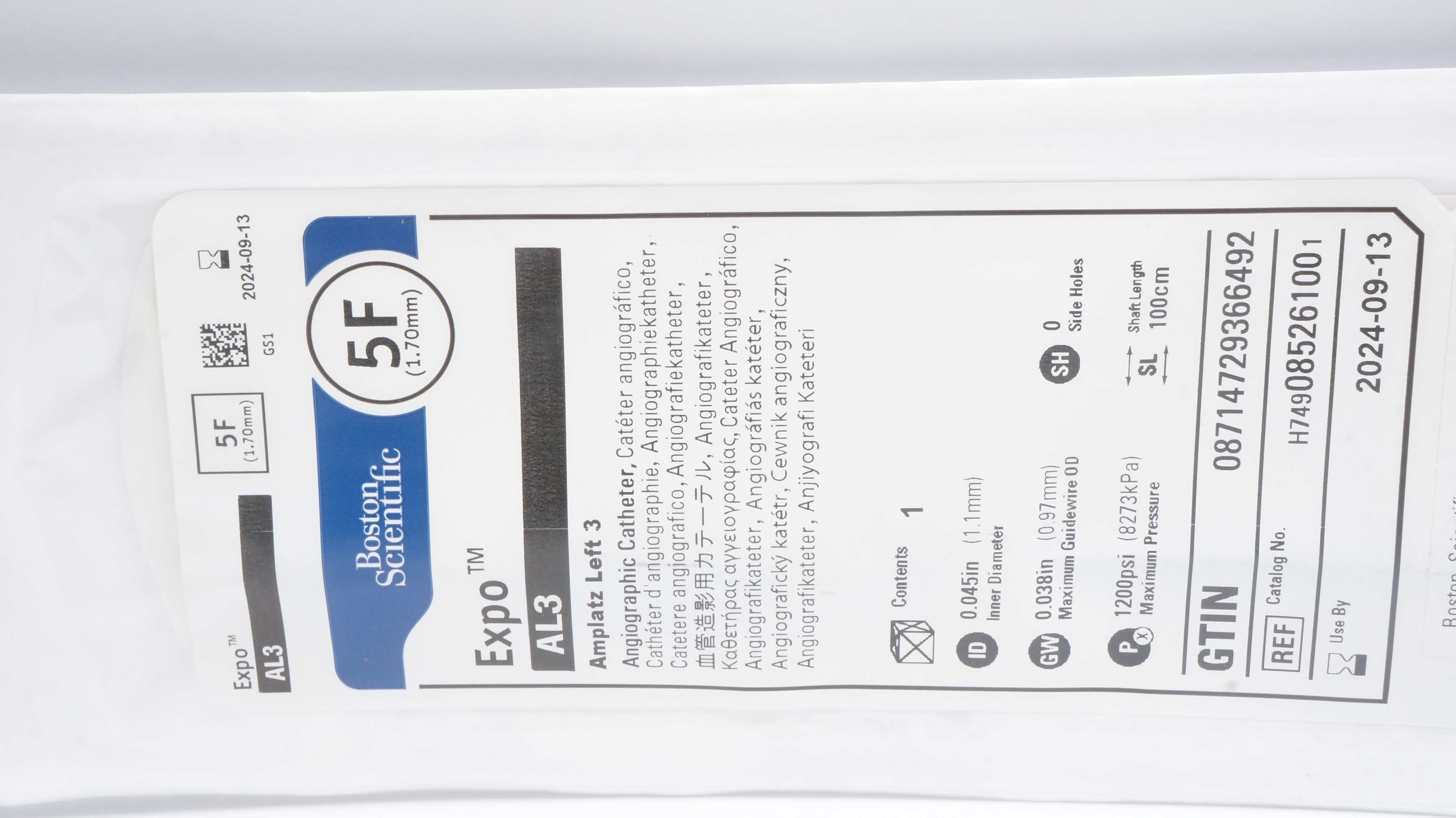 Boston Scientific H749085261001 Expo AL3 Angiographic Cath. 5F (x)