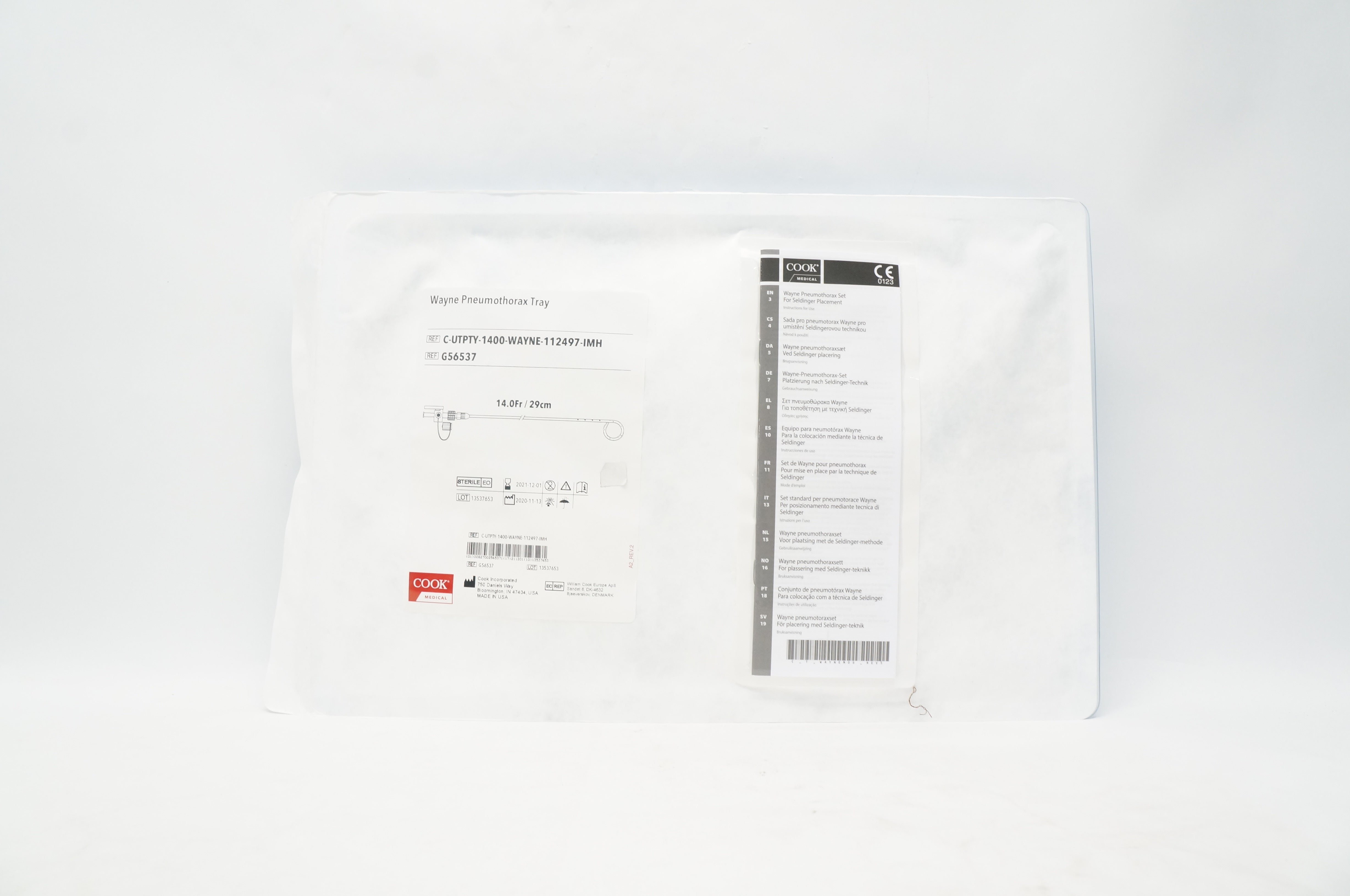 Cook Medical G56537 Wayne Pneumothorax Tray 14.0Fr x 29cm (x)