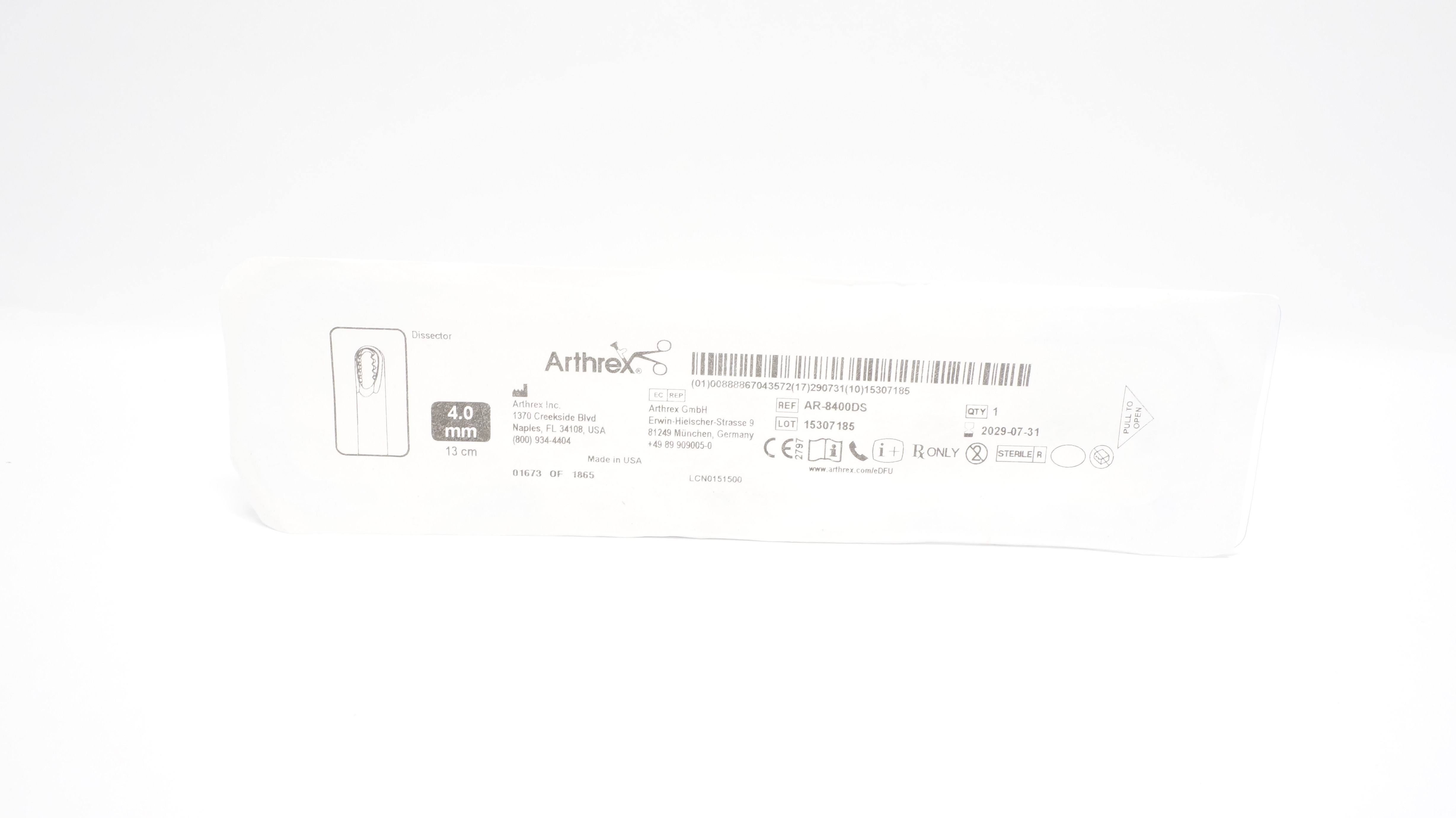 Arthrex AR-8400DS Dissector 4.0mm x 13cm