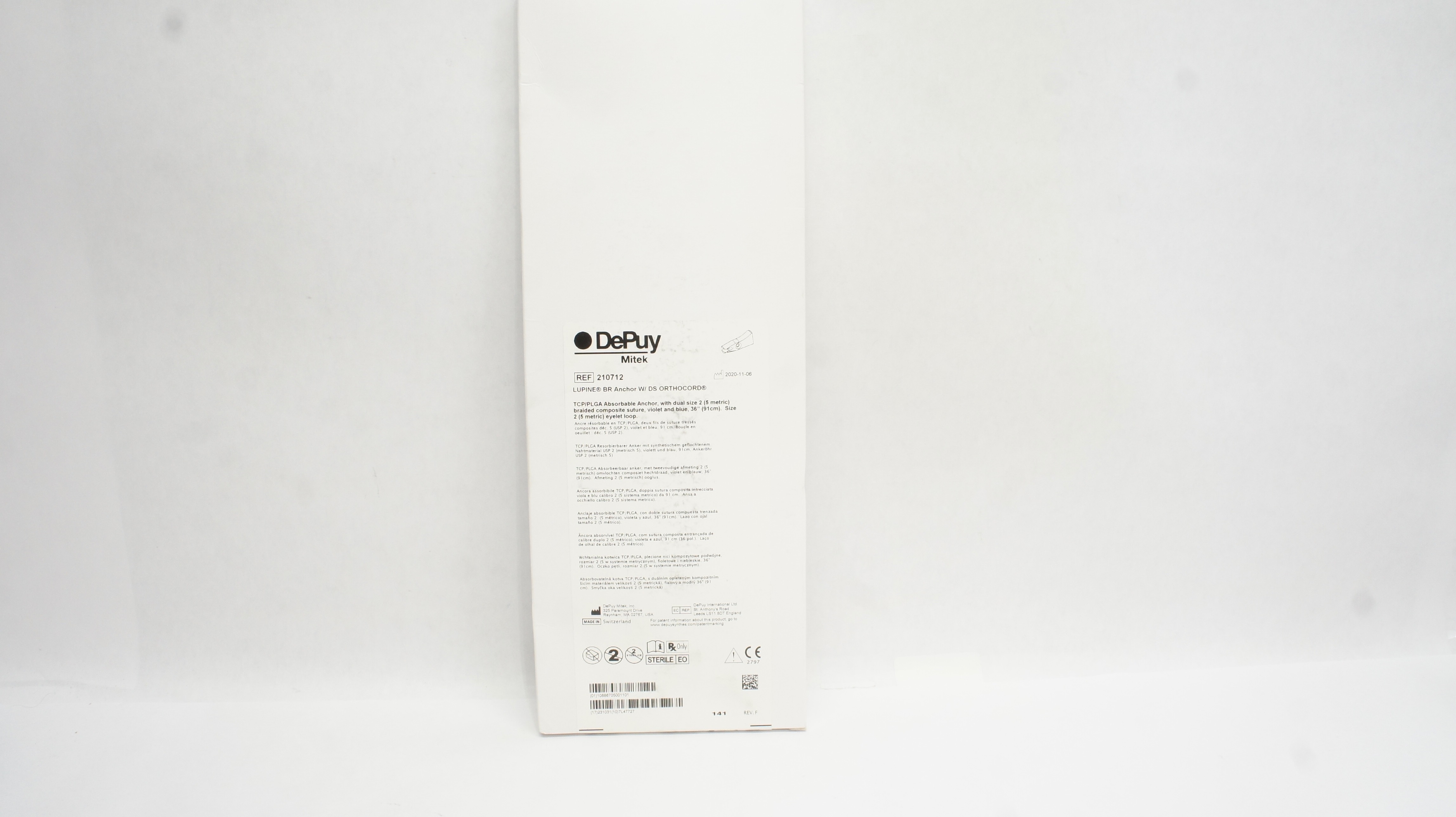 DePuy 210712 Mitek Liupine BR Anchor W/DS Orthocord (x)