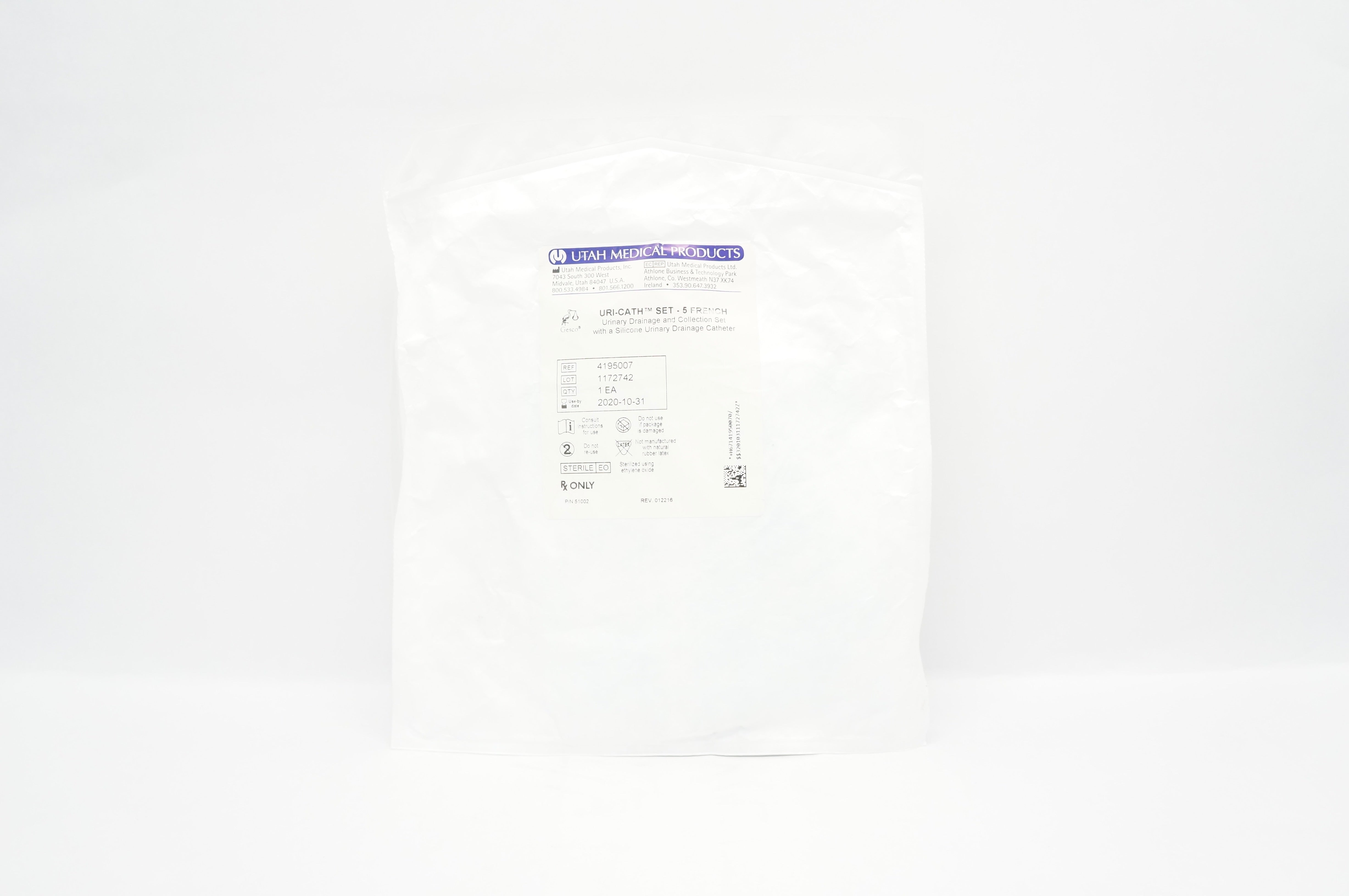 Utah Medical 4195007 Uri-Cath Set 5Fr., Urinary Drainage and Collection Set (x)