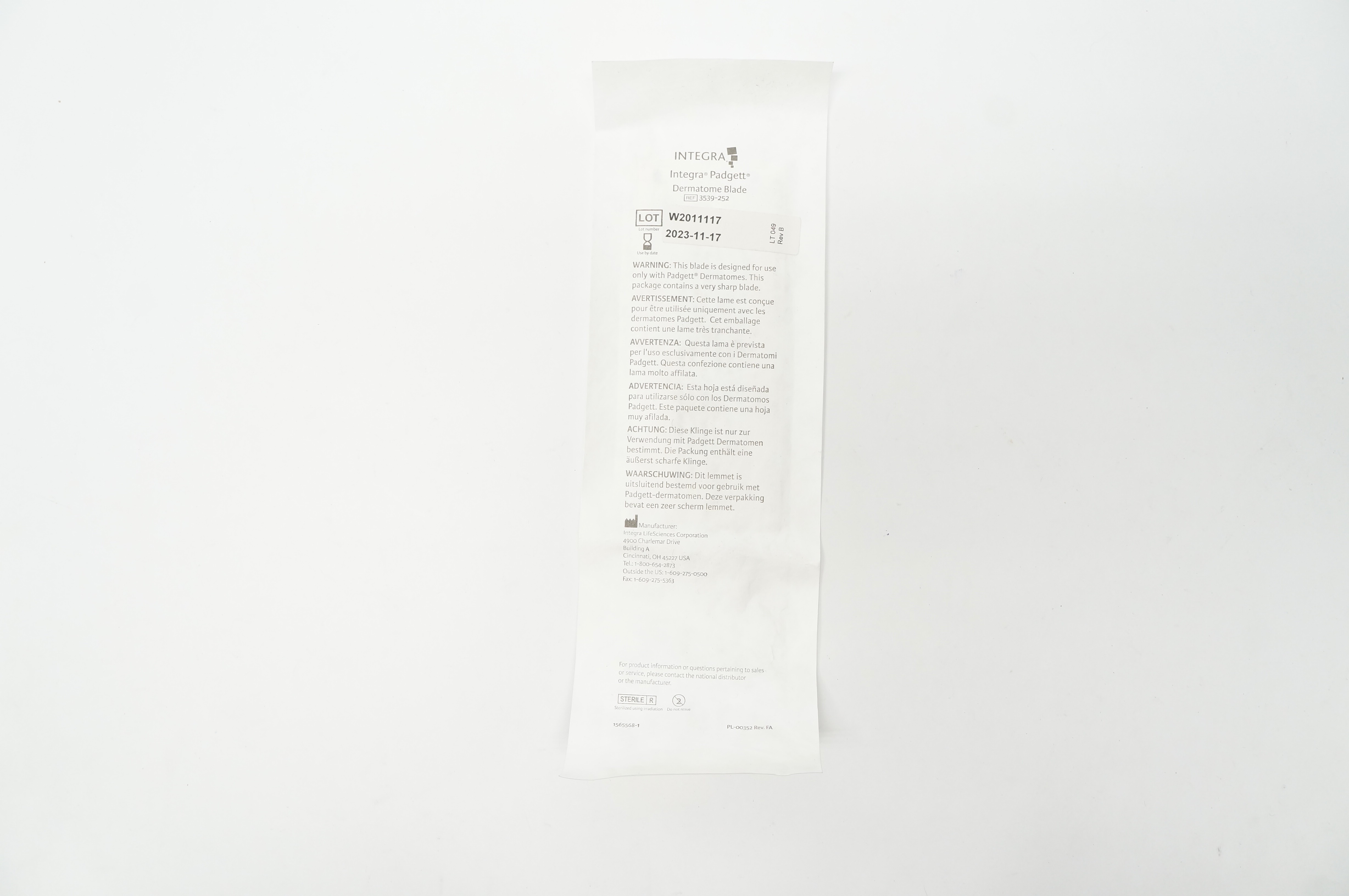 Integra 3539-252 Padgett Dermatome Blade