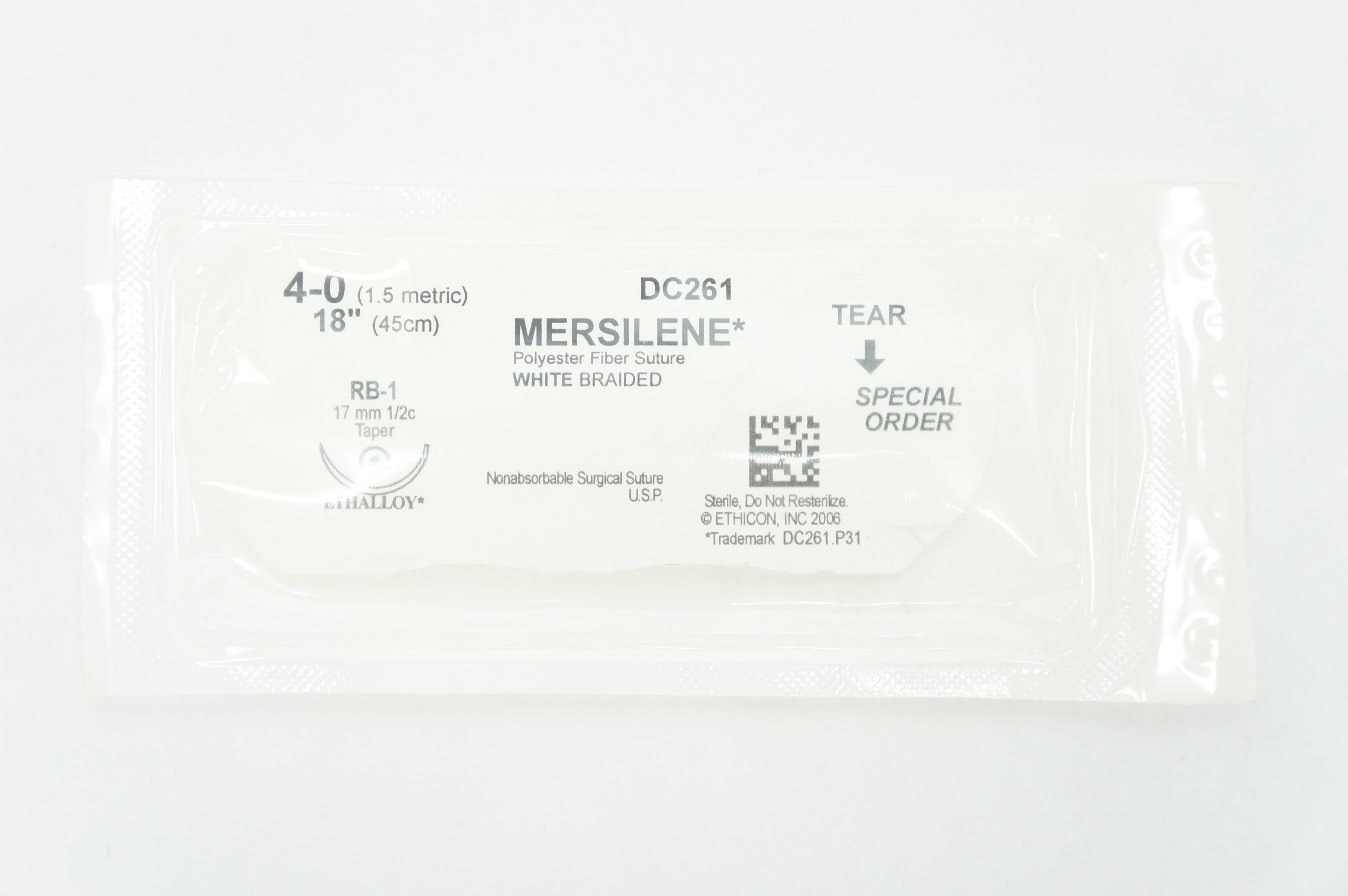 Ethicon DC261 Polyester Fiber Stre. White Braided 4-0 18inch Taper 17mm (x)