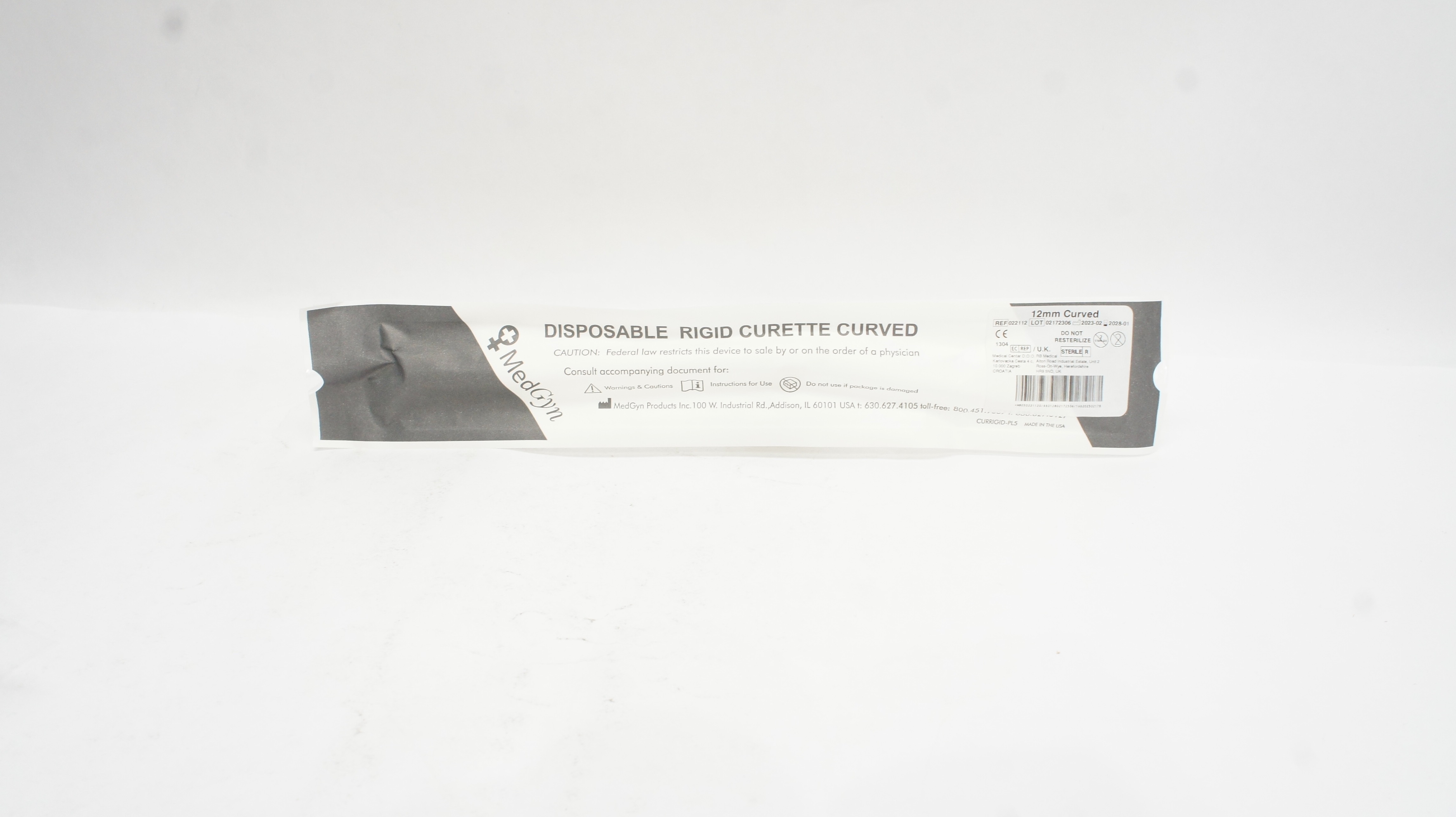 MedGyn 022112 Disposable Rigid Curette Curved 12 mm