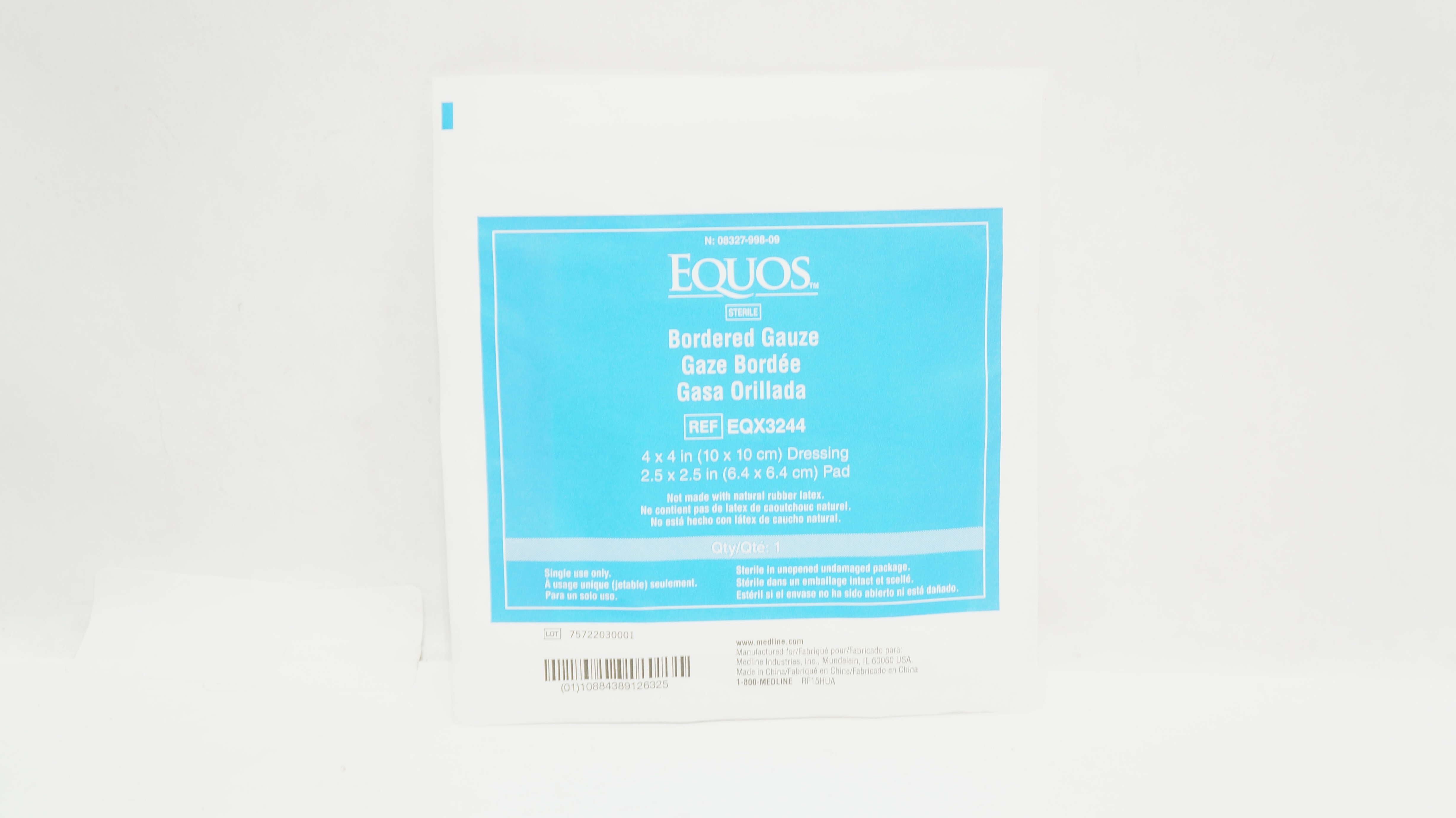 Medline EQX3244 Equos Bordered Gauze 4x4inch Dressing, 2.5x2.5inch Pad