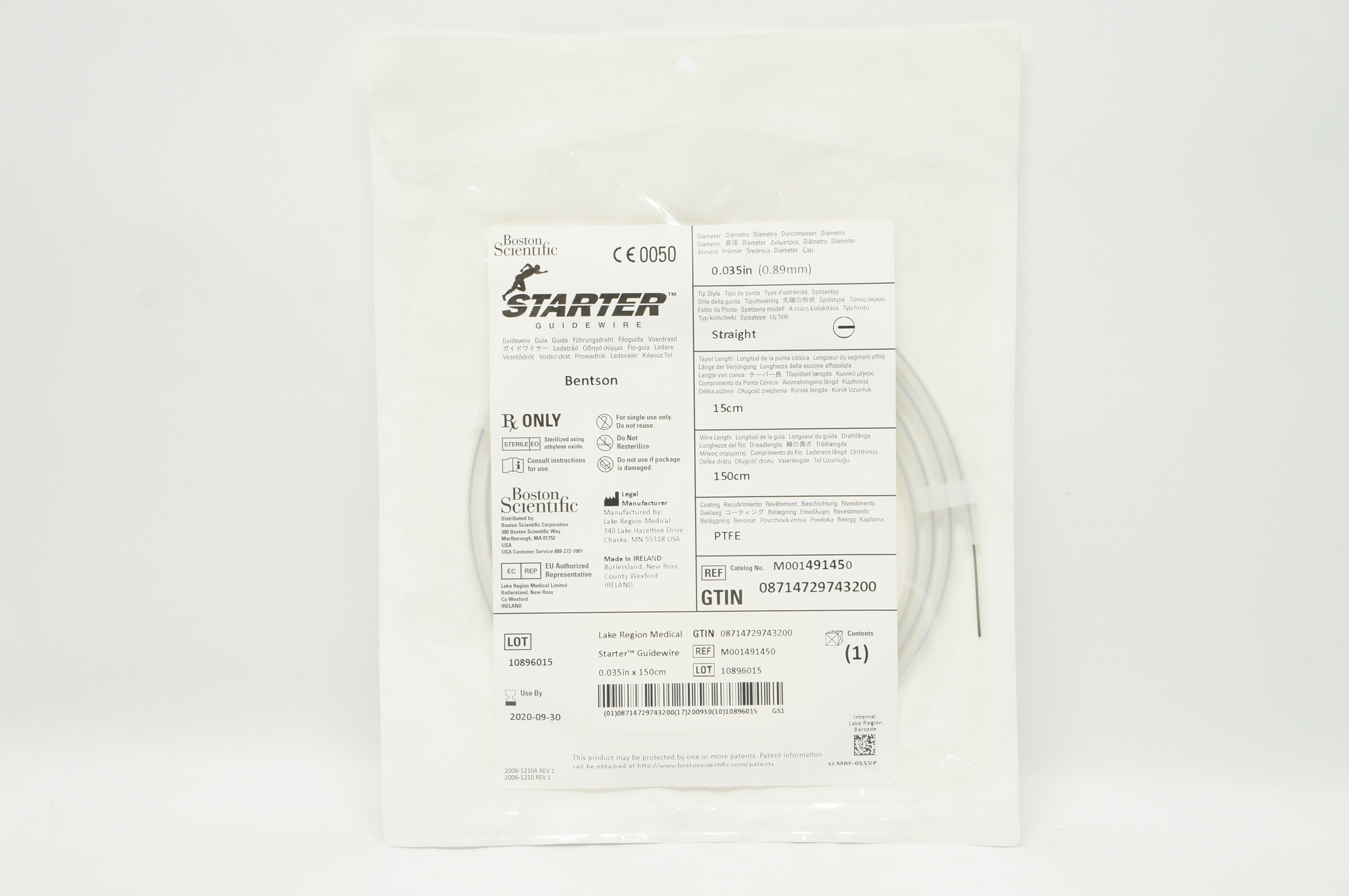 Boston Scientific 49145 Starter Guidewire 0.035inch 15cm 150cm (x)