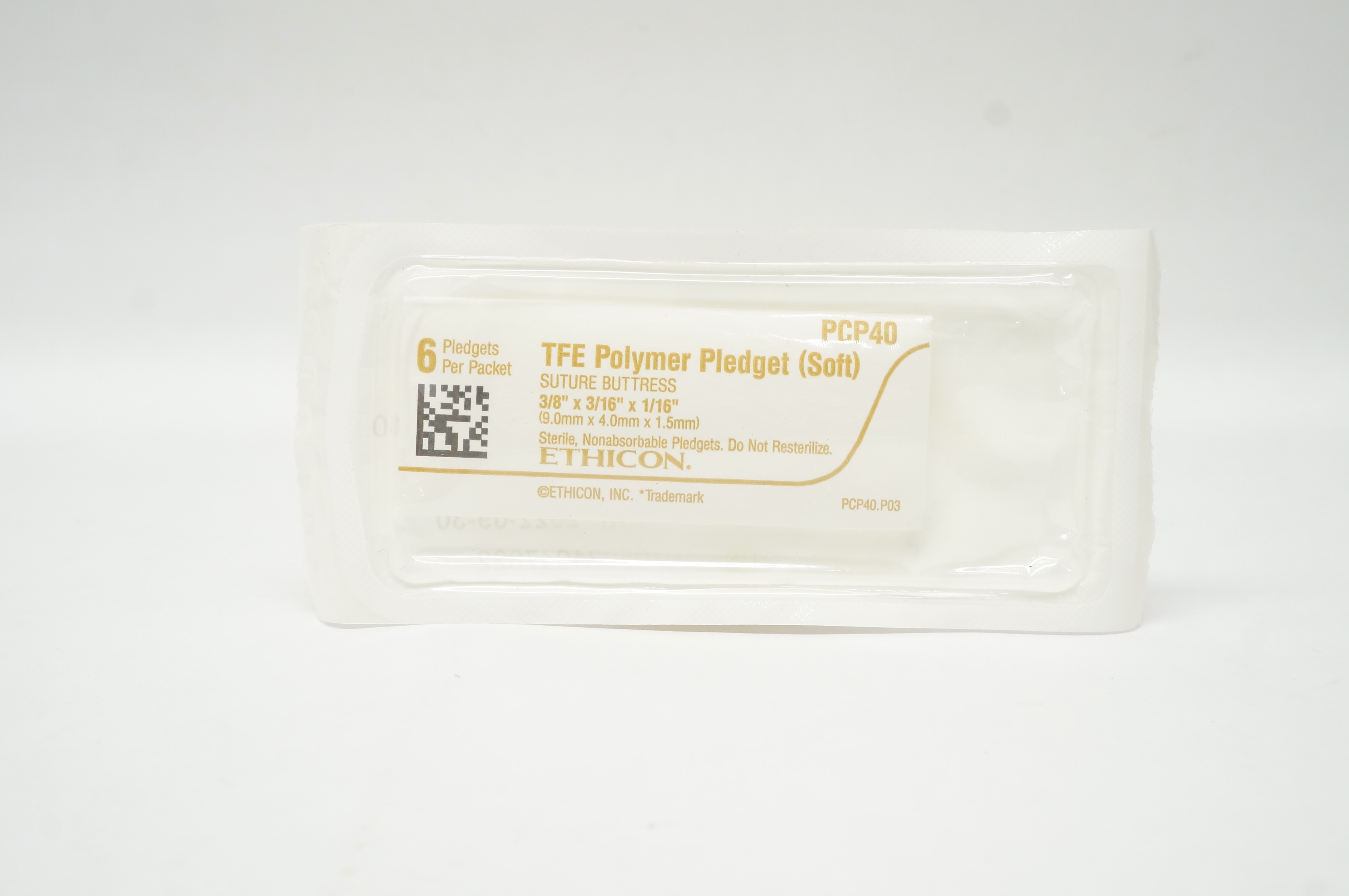 Ethicon PCP40 TFE 6 Polymer Pledget Soft Stre Buttress 3/8 x 3/16 x 1/16inch (x)