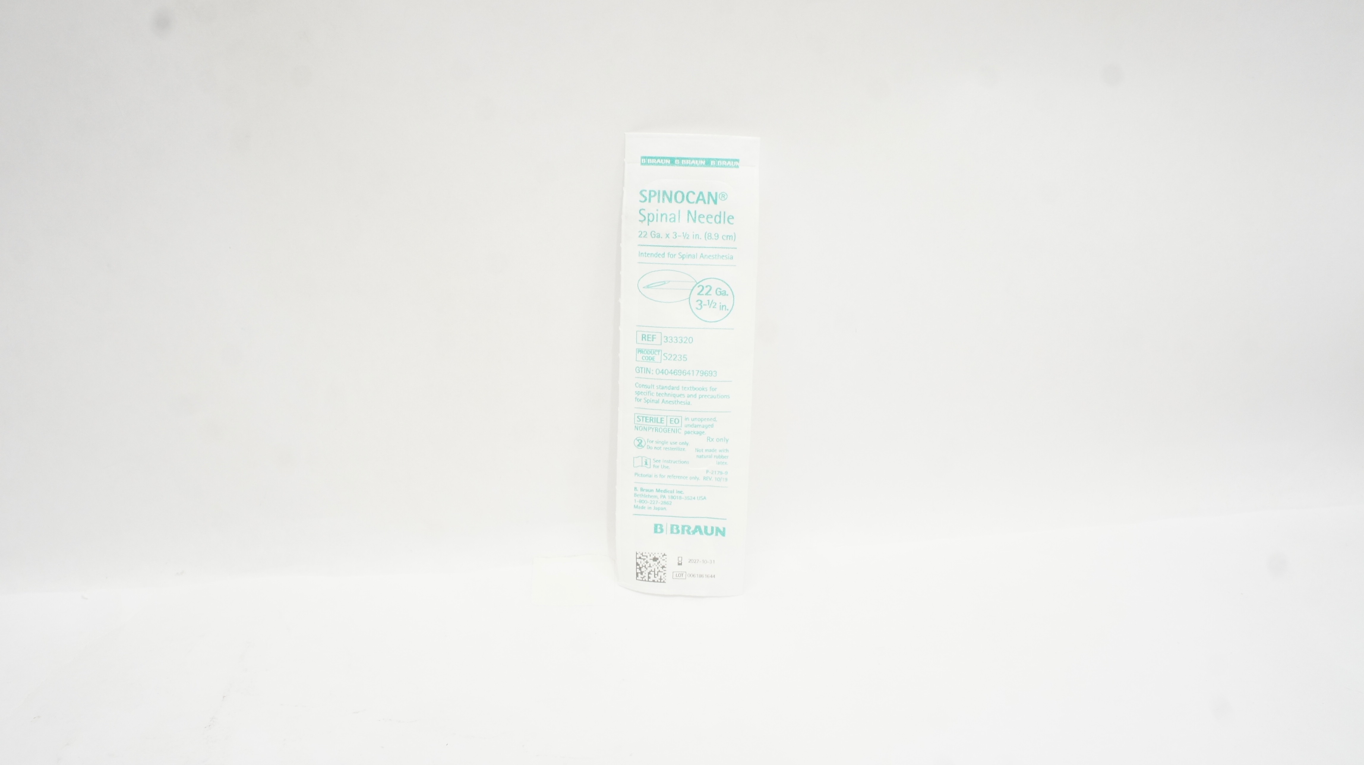 Braun 333320 Spinocan Spinal Ndle. 25Ga x 3-1/2inch