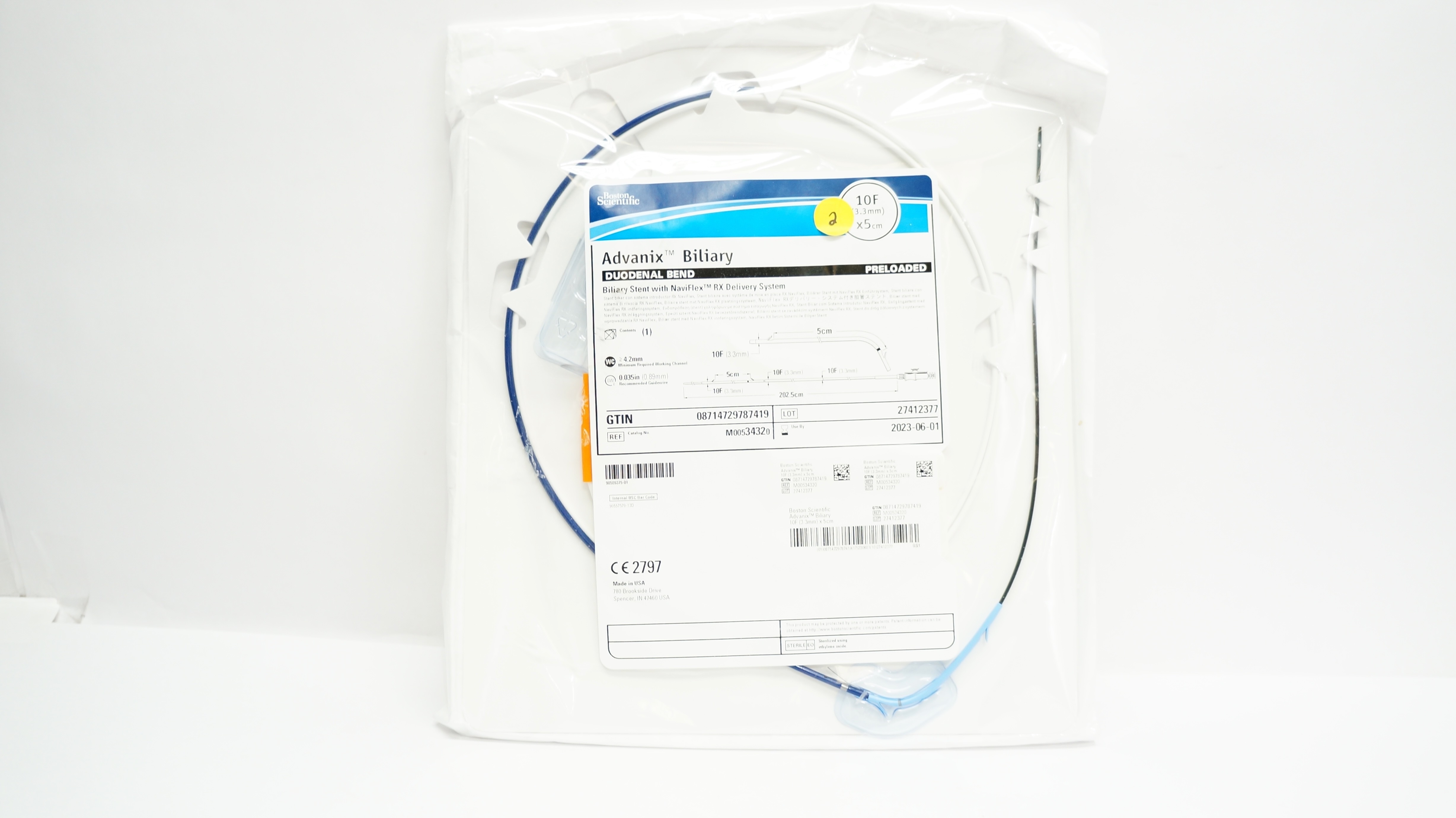 Boston Scientific M00534320 Advanix Duodenal Bend Rx Biliary Stnt 10F x 5cm (x)