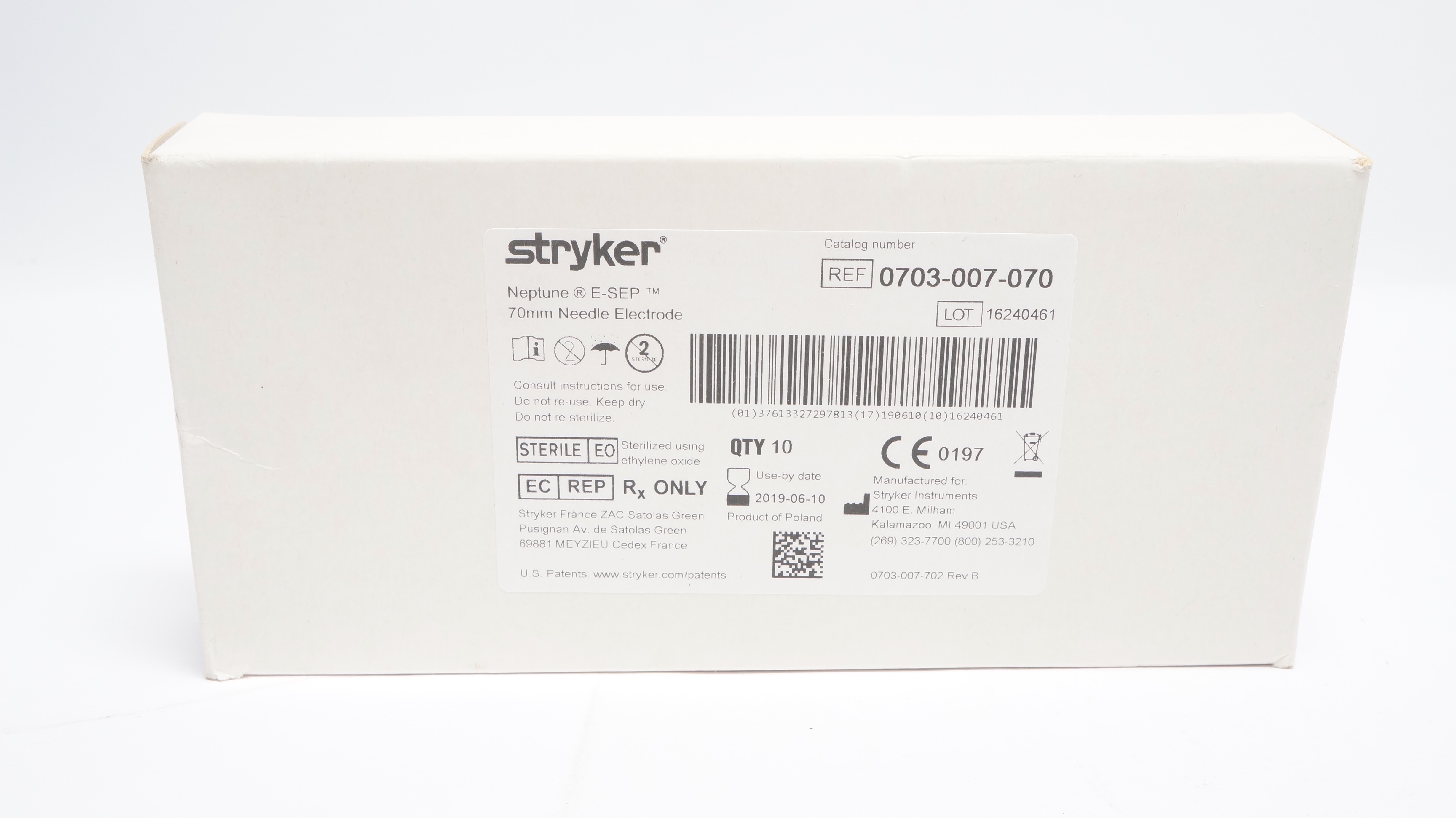 Stryker 0703-007-070 Neptune E-SEP 70mm Ndle Electrode (x) - Box of 10