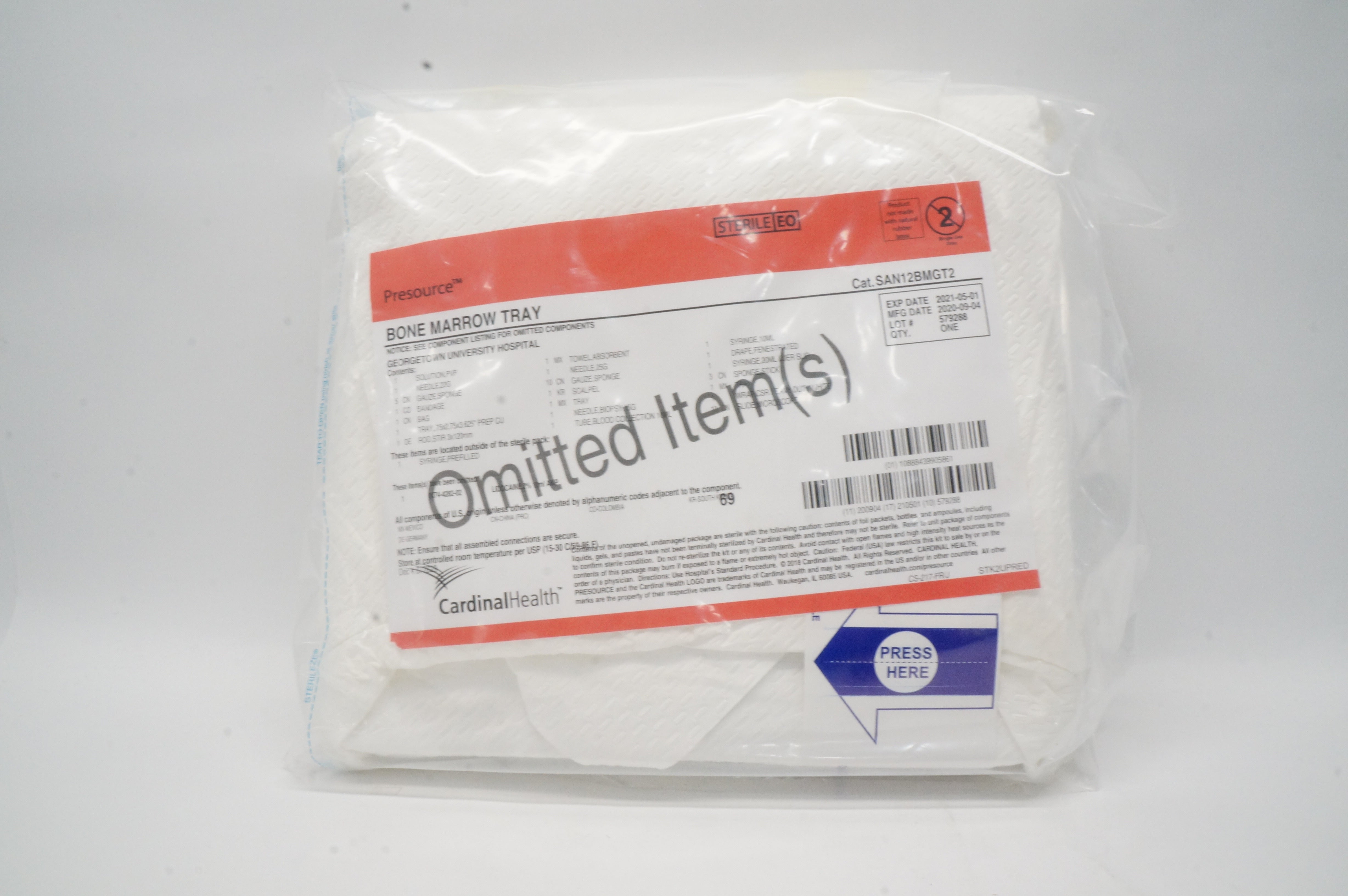 Cardinal Health SAN12BMGT2 Presource Bone Marrow Tray