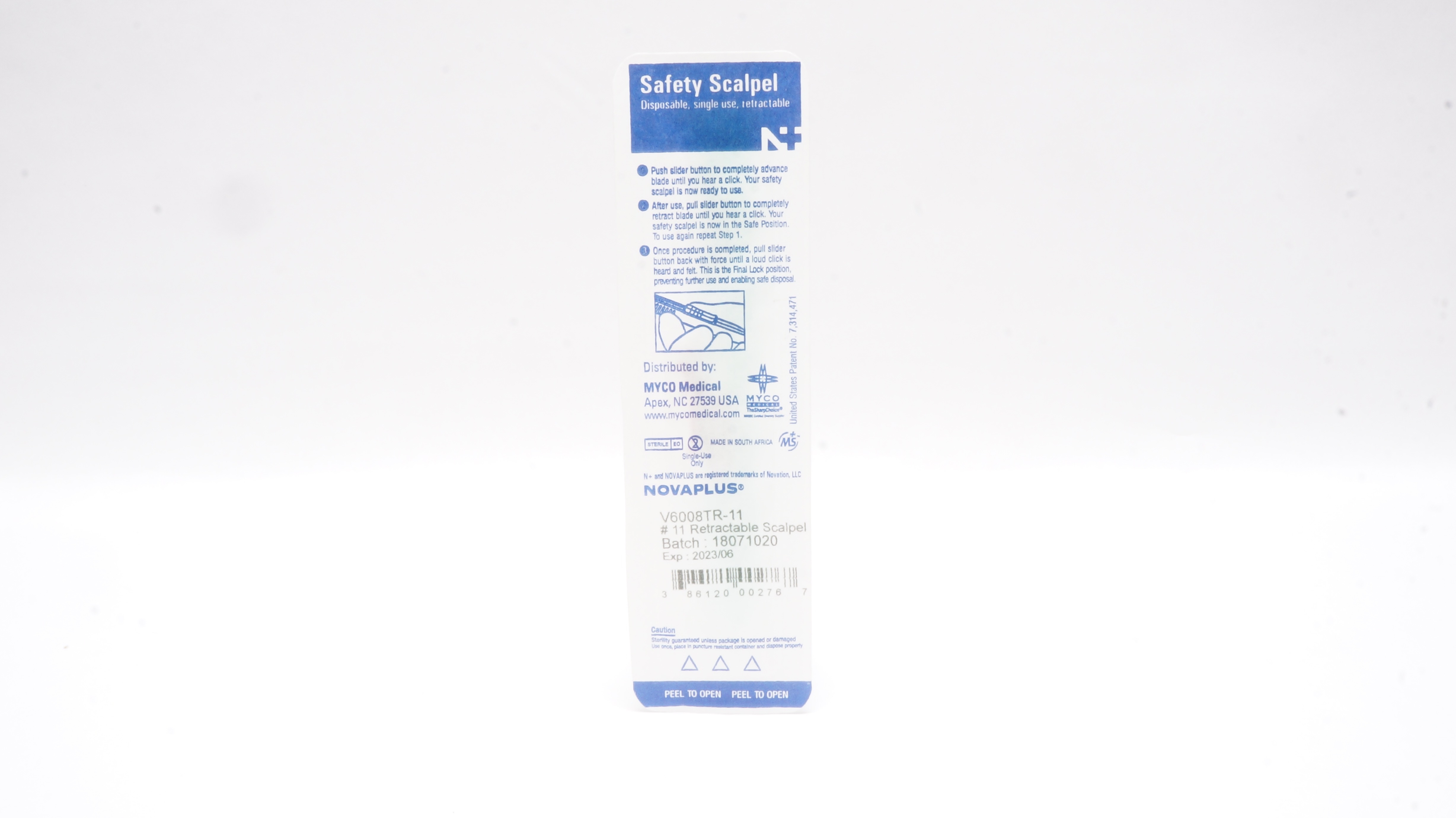 MYCO Medical V6008TR-11 Novaplus Retractable Safety Scalpel #11 (x)