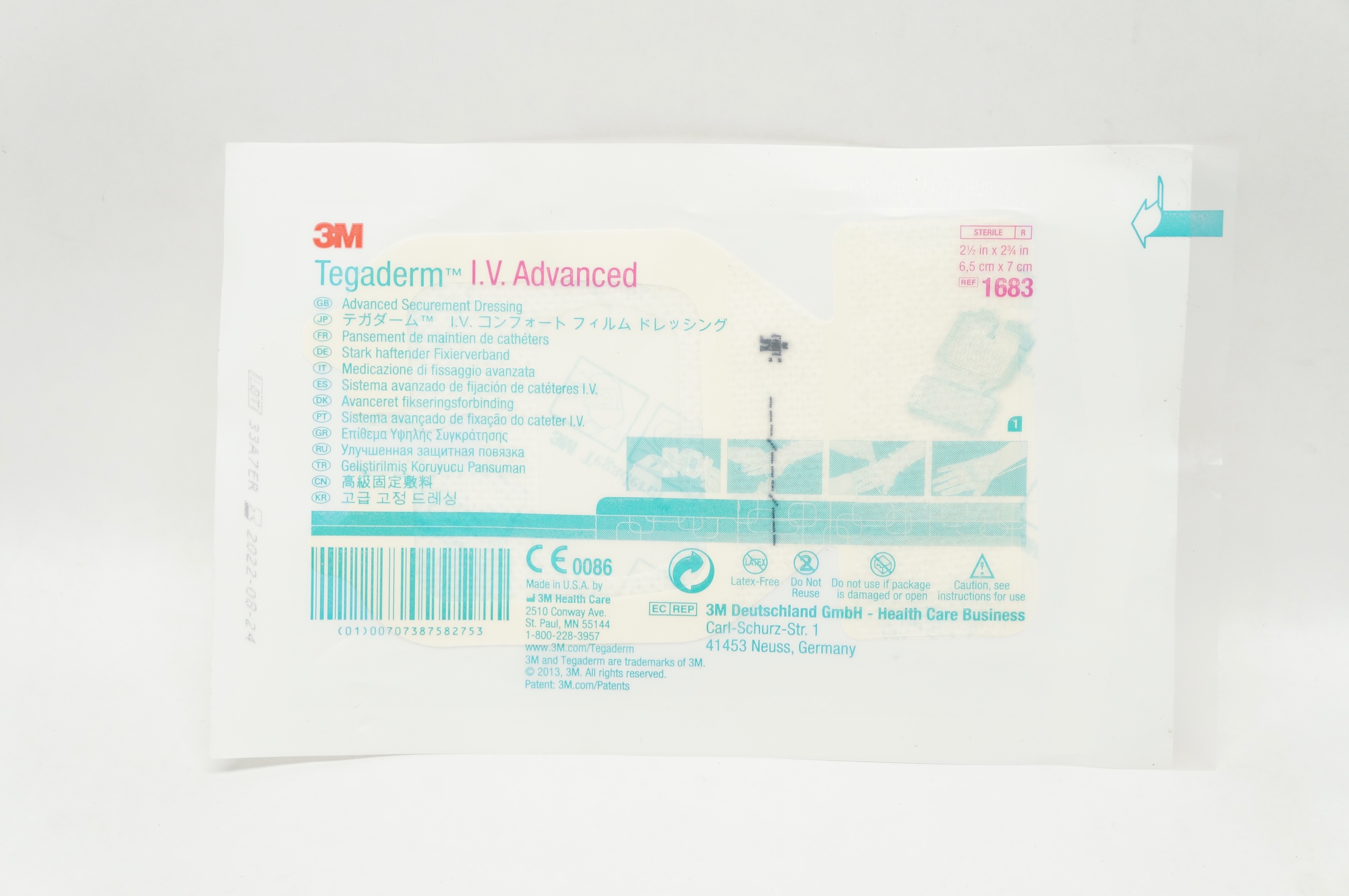 3M 1683 Tegaderm I.V. Advanced Securement Dressing 2-1/2inch x 2-3/4 inch (x)