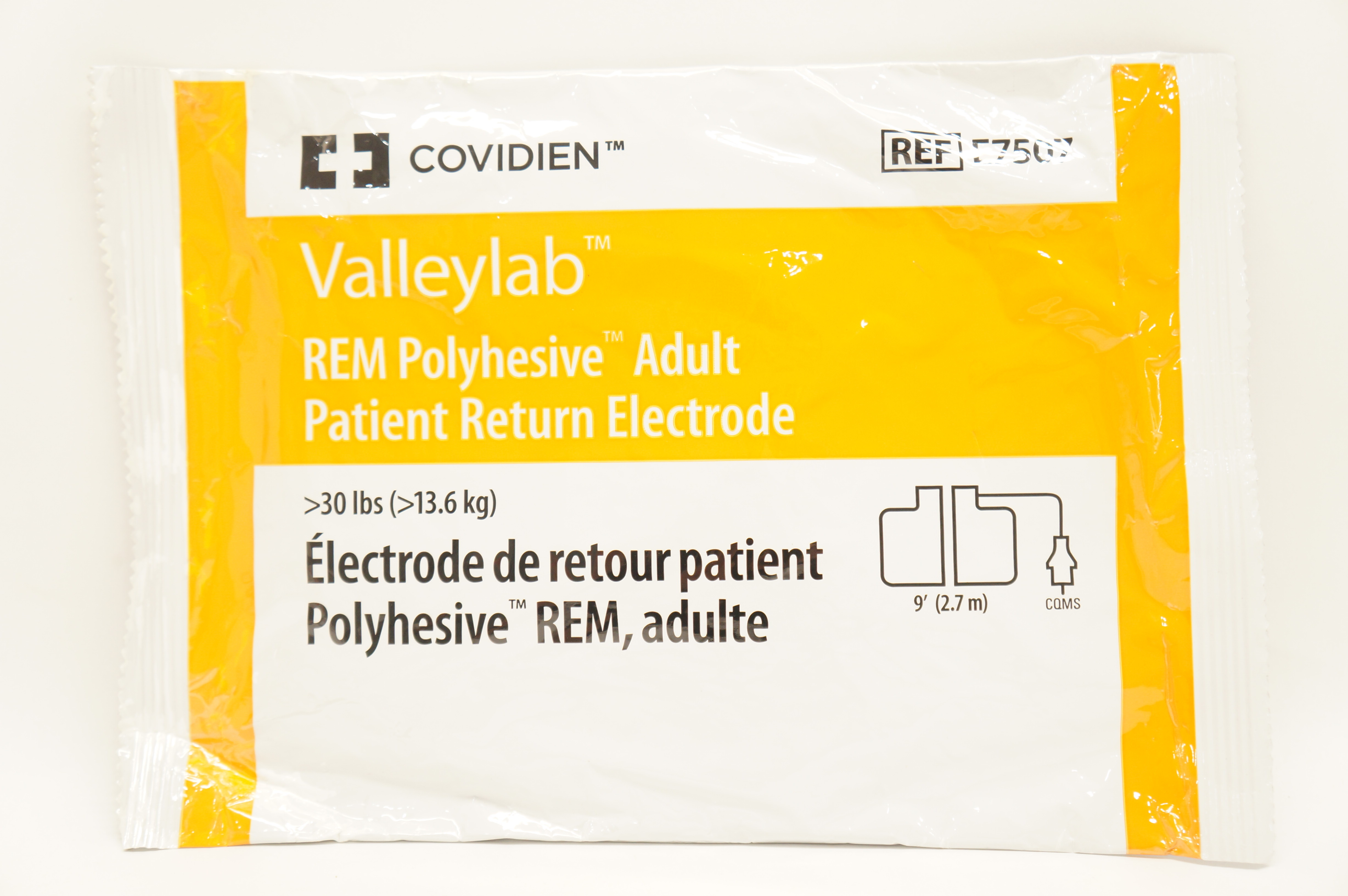 Covidien E7507 ValleyLab REM Polyhesive Adult Patient Return Electrode >30lbs(x)