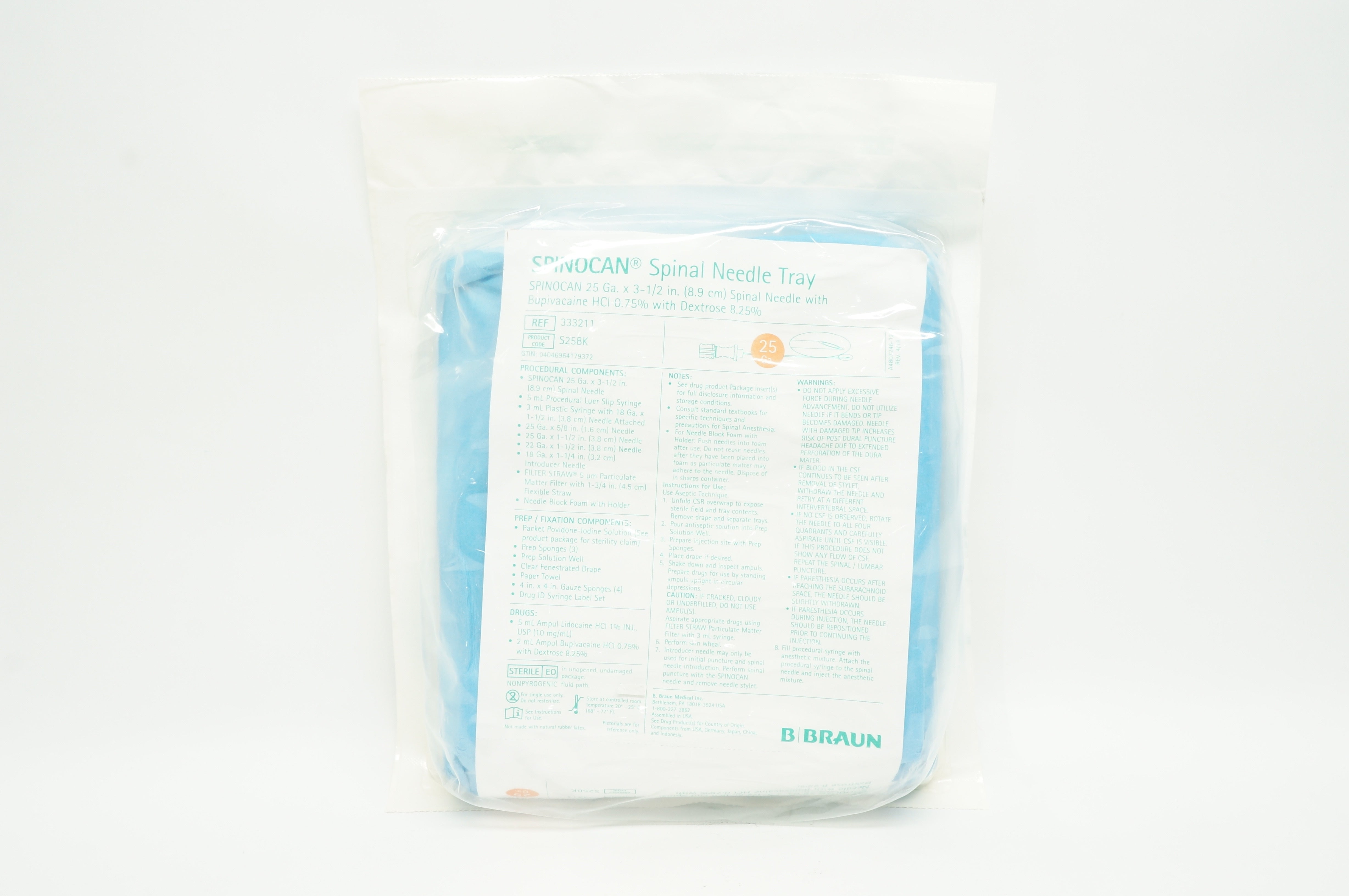 Braun 333211 SPINOCAN Spinal Ndle Tray 25Ga x 3-1/2inch (x)