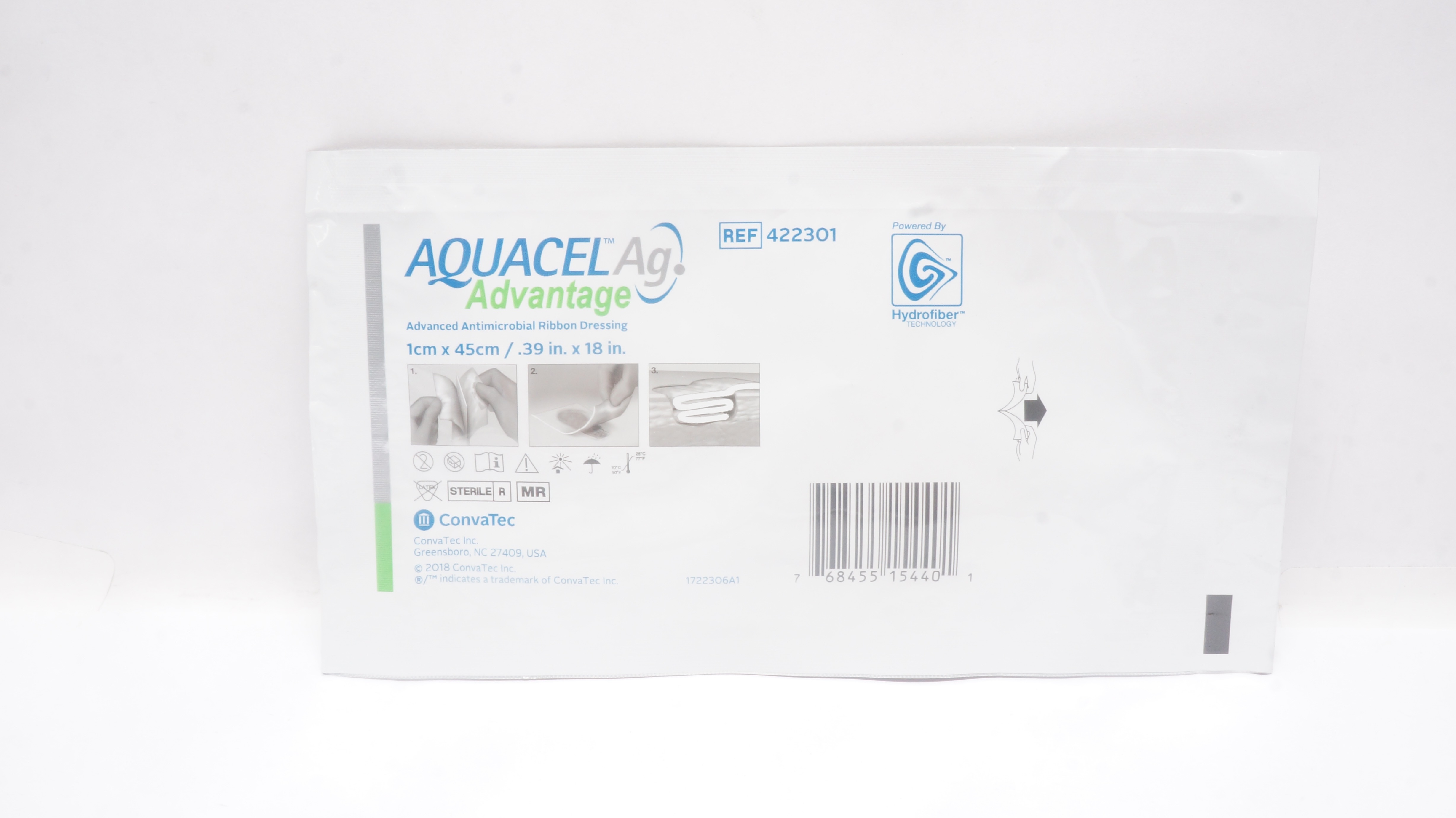ConvaTec 422301 Aquacel Ag Advanced Antimicrobial Dressing .39 x 18 inch (x)