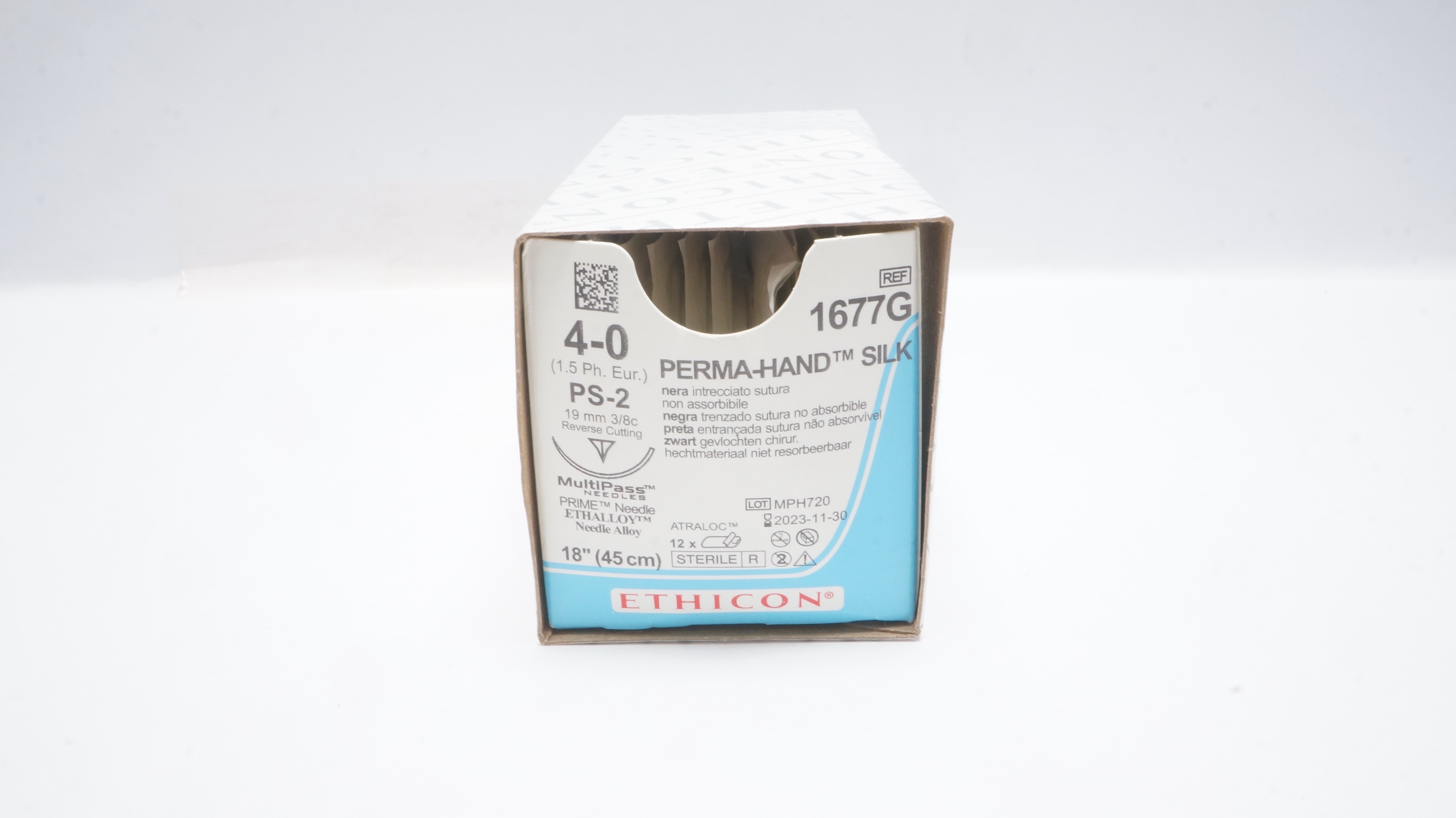 Ethicon 1677G 4-0 PERMA-HAND PS-2 19mm 3/8c Reverse Cutting 18inch (x)-Box of 10