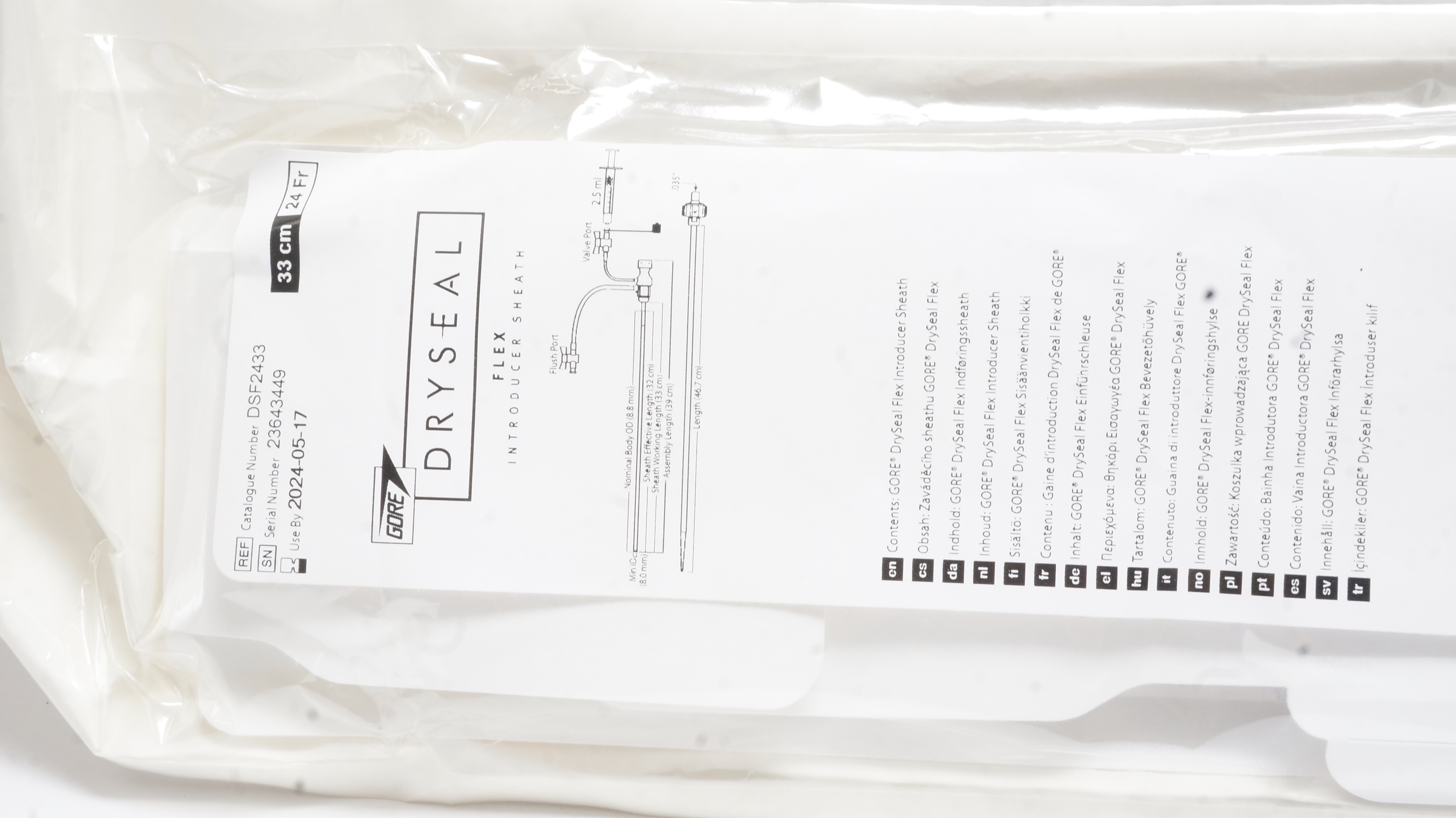 Gore DSF2433 Dryseal Flex Introducer Sheath 24Fr x 33cm (x)