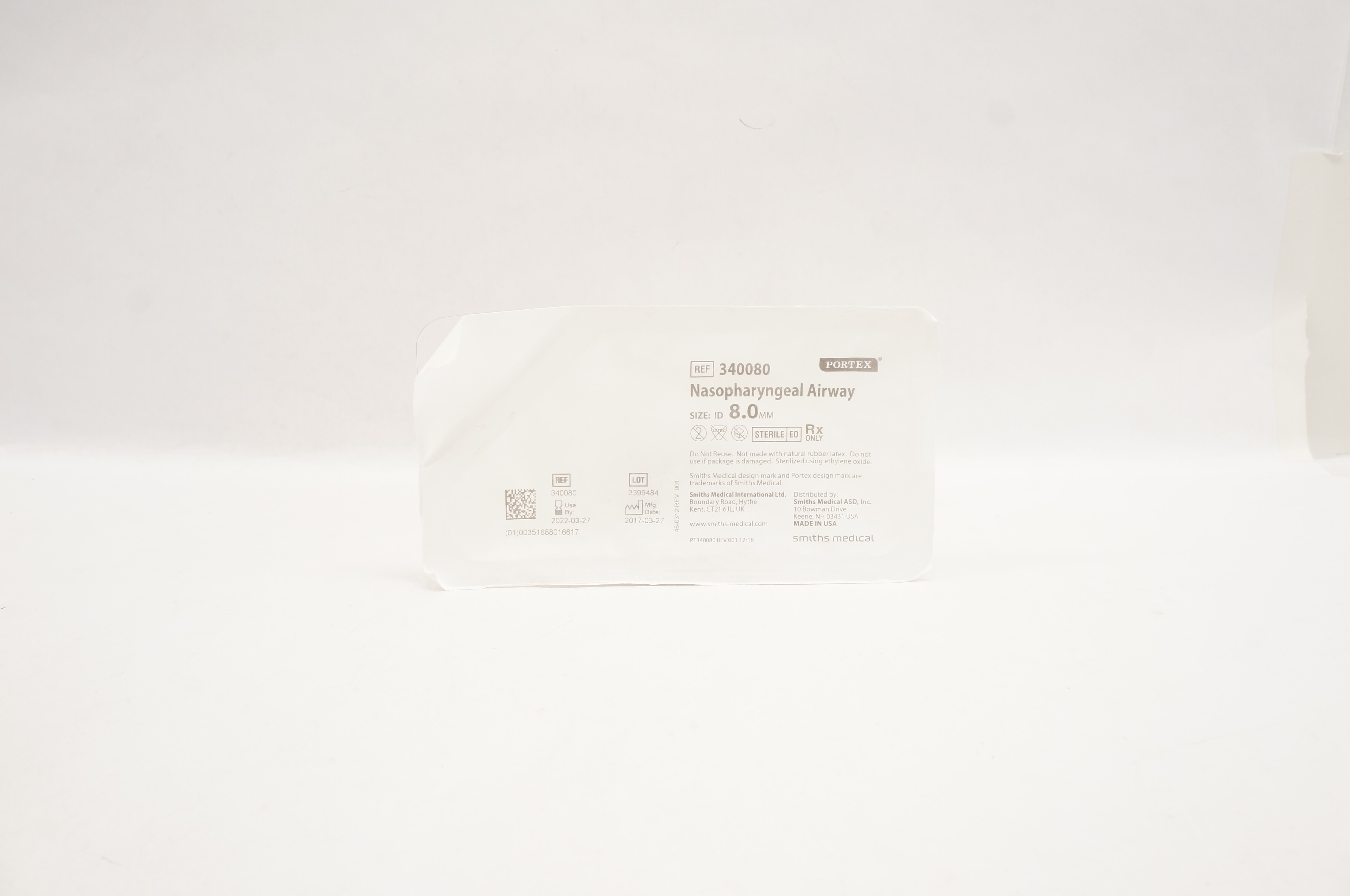 Smiths Medical 340080 Portex Nasopharyngeal Airway Size: ID 8.0 mm (x)