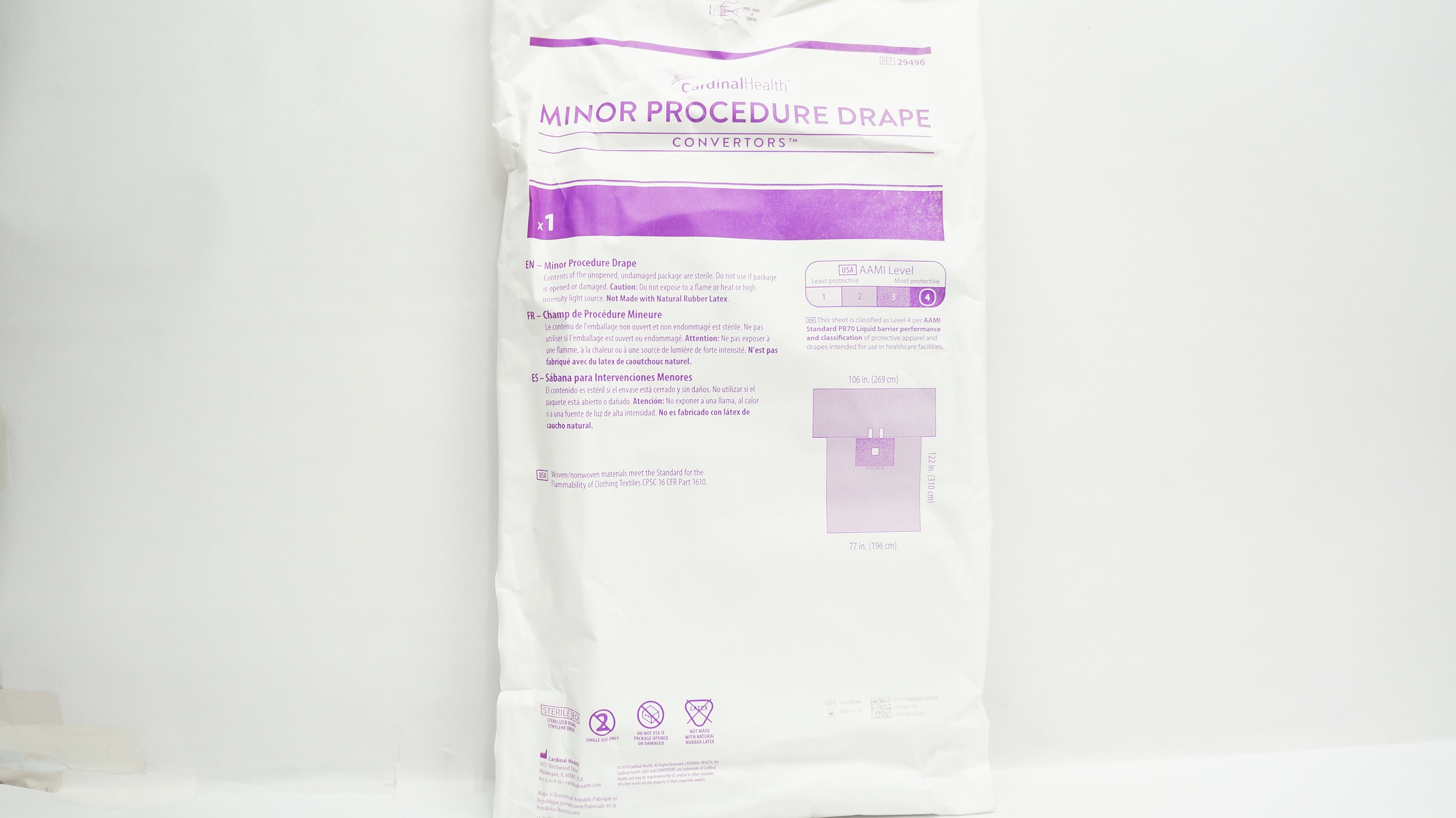 Cardinal Health 29496 Convertors Minor Procedure Drape 106 x 122inch x 77inch