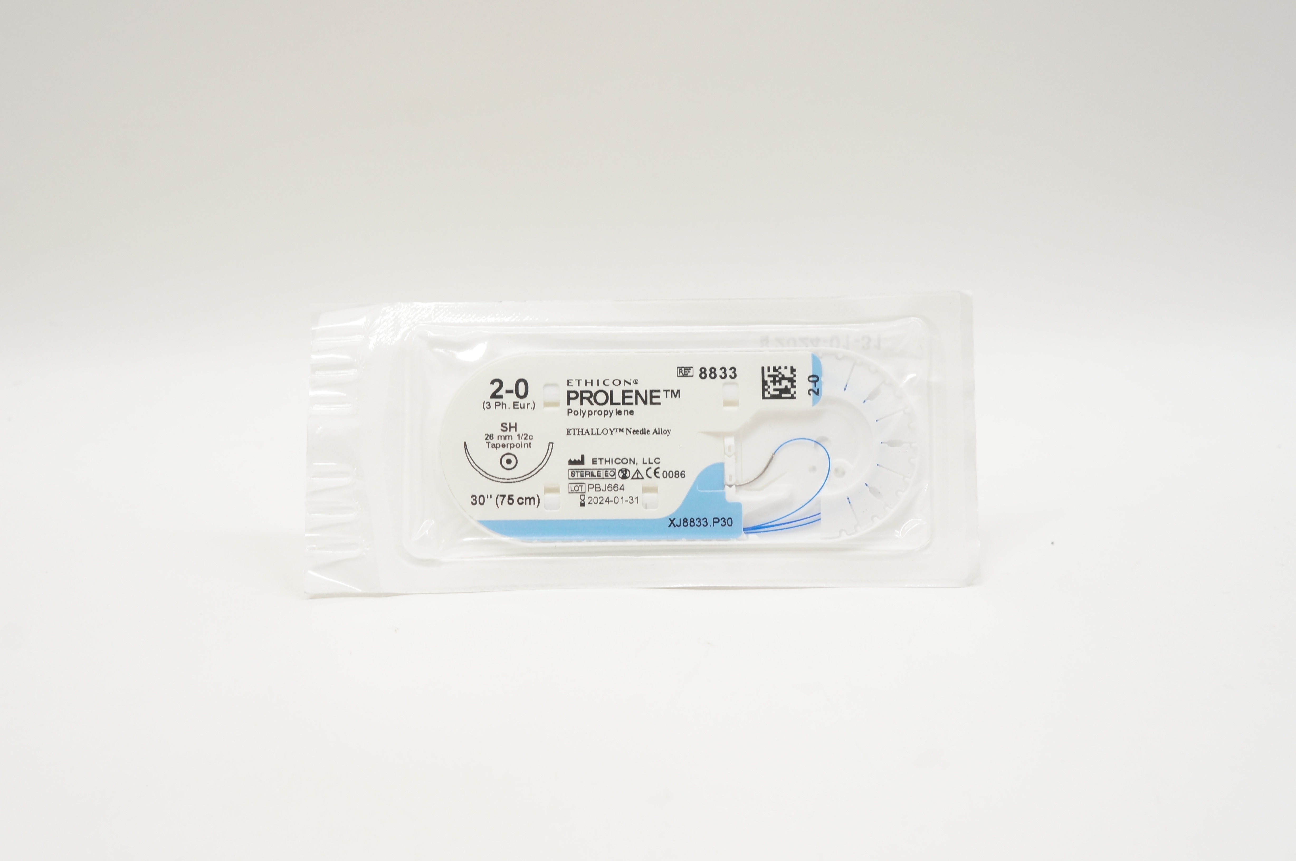 Ethicon 8833 2-0 PROLENE, SH, 26mm 1/2c Taperpoint, 30inch